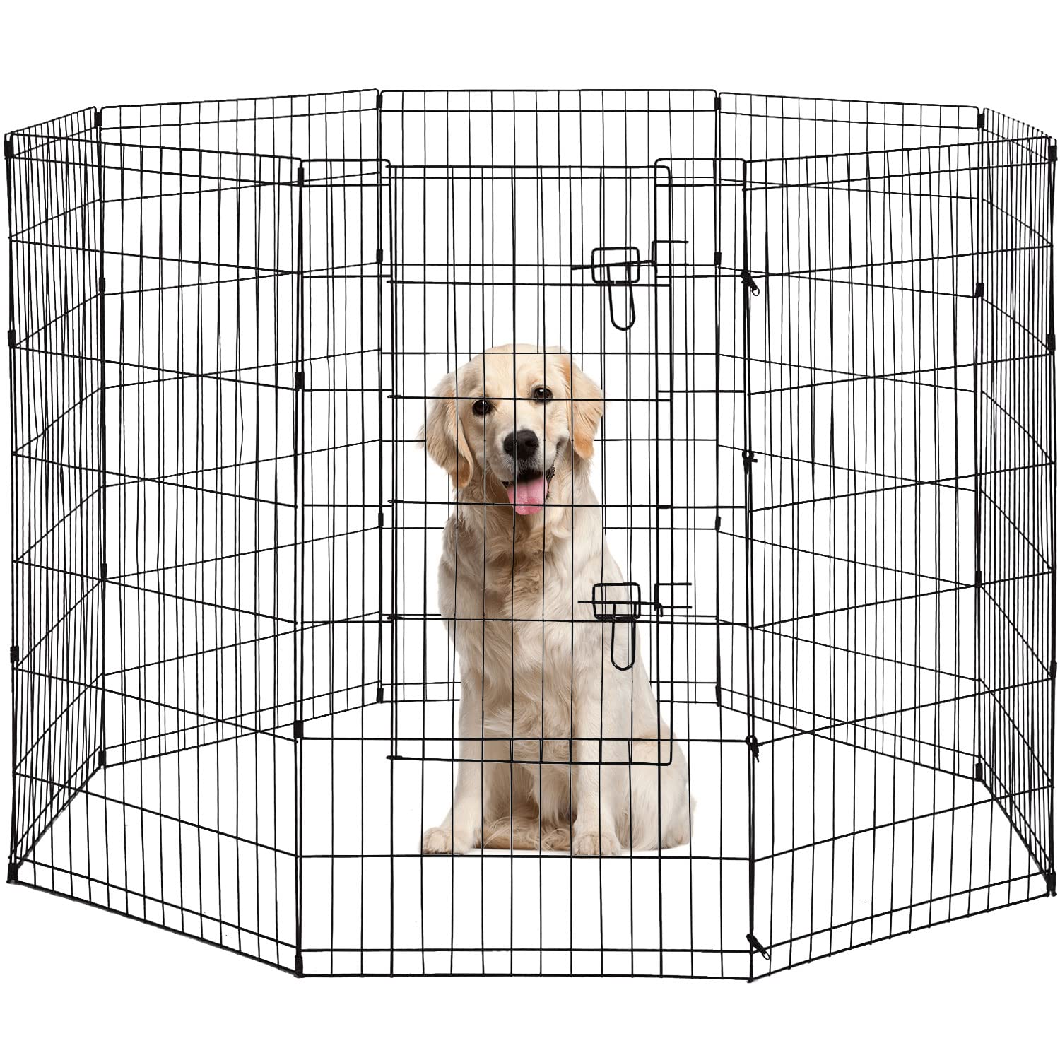 8-Panel Tall Dog Playpen Crate Fence Pet Kennel Play Pen Exercise Cage, 42-Inch, Black