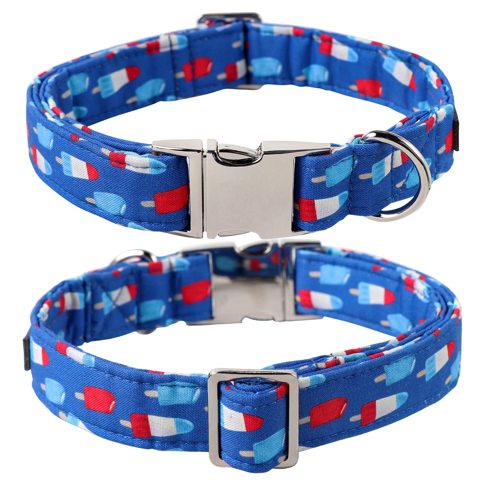 Lionet Paws Patriotic Dog And Cat Collar With Sailor Bow, 4Th Of July, Soft And Comfortable Adjustable Summer Popsicle Collar Fo