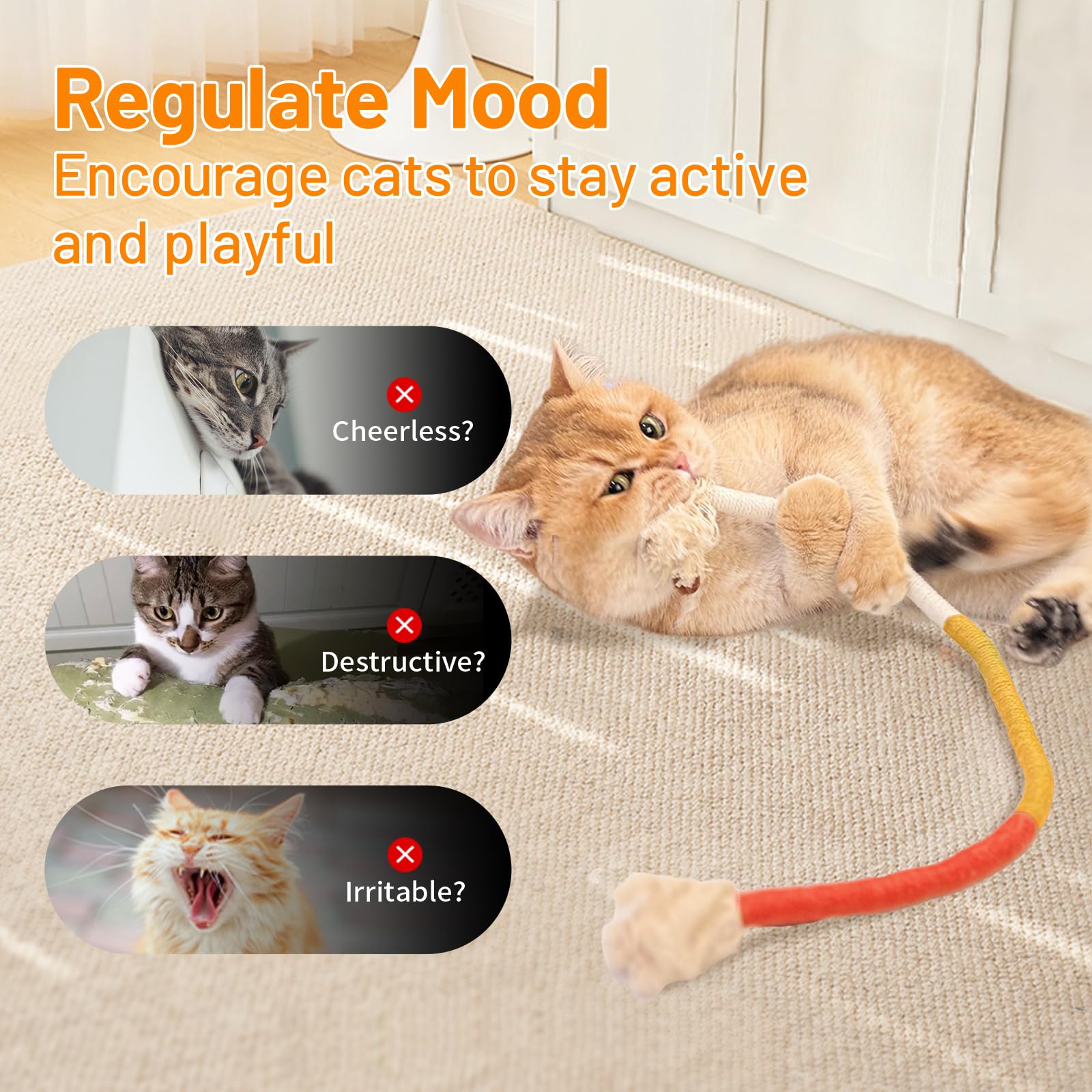 Gochanmon Cat Toys Chew Ropes,3Pcs Natural Catnip Chewing Rope,Safe Teeth Cleaning Toy For Indoor Kittens,Interactive Cat Nip Ki