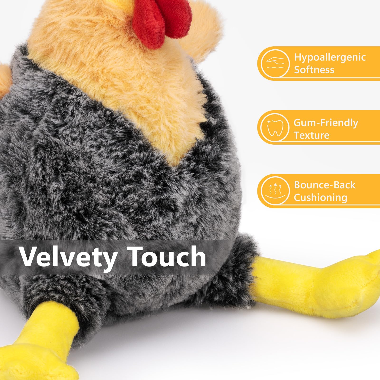 Squeaky Stuffed Dog Toys - Plush Chicken Chew Toy for Small, Medium & Large Dogs, Cute & Funny Interactive Puppy Toy with Crinkl