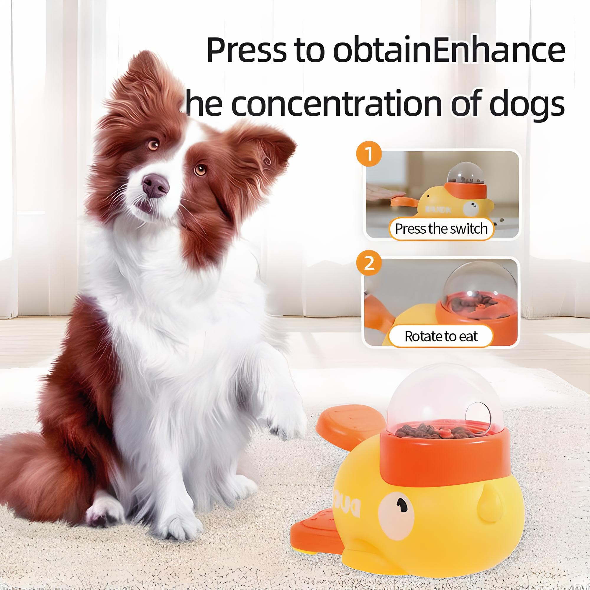 Tasmegol Dog Treat Dispenser Toy 2-in-1 Duck-Shaped Interactive Dog Food Slow Feeder Puzzle Toy