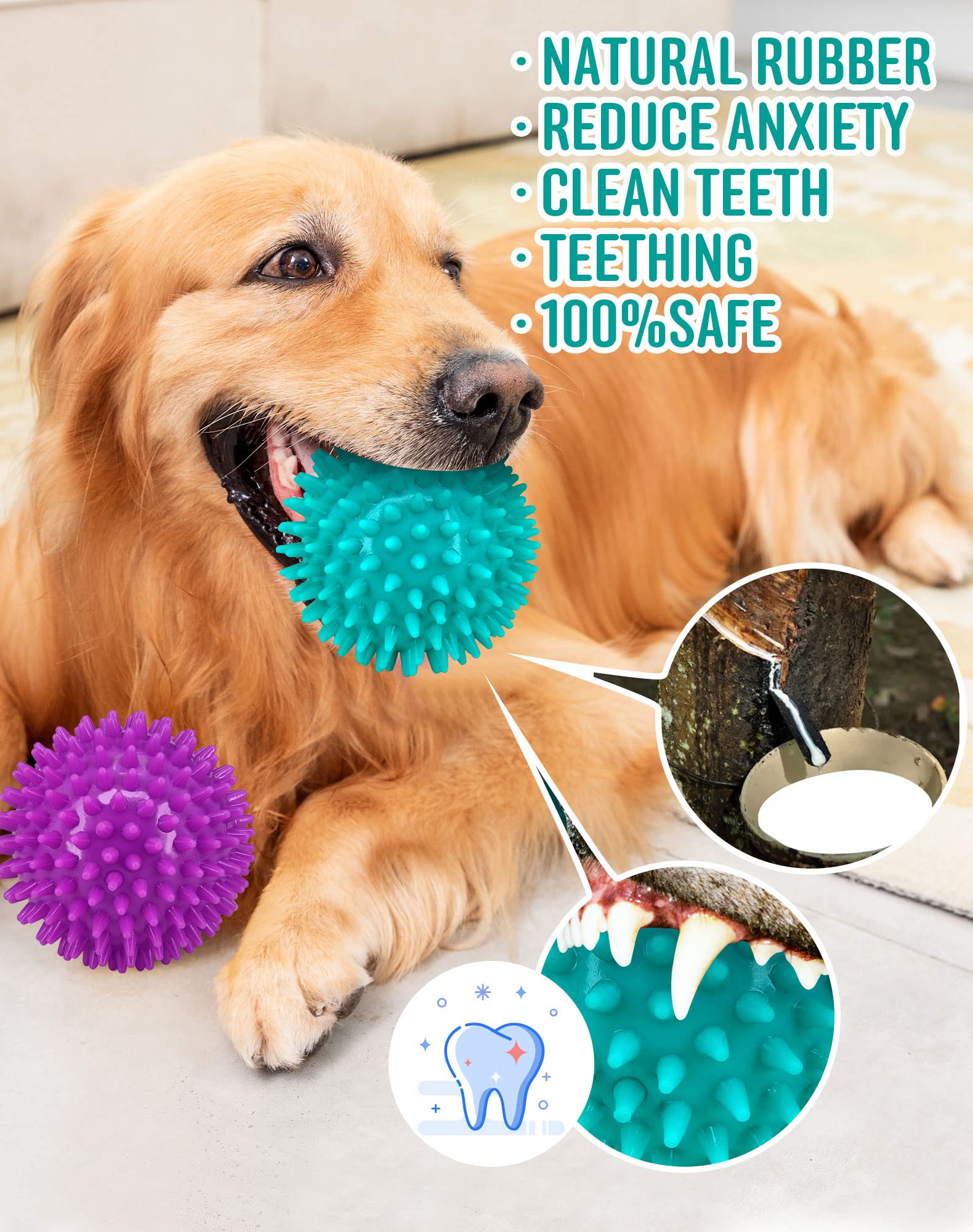 Pweituoet 2 Pack 4.5? Heavy Duty Squeaky Dog Ball For Medium Large Dogs, Spikey Dog Ball Toys For Clean Teeth And Training, Larg