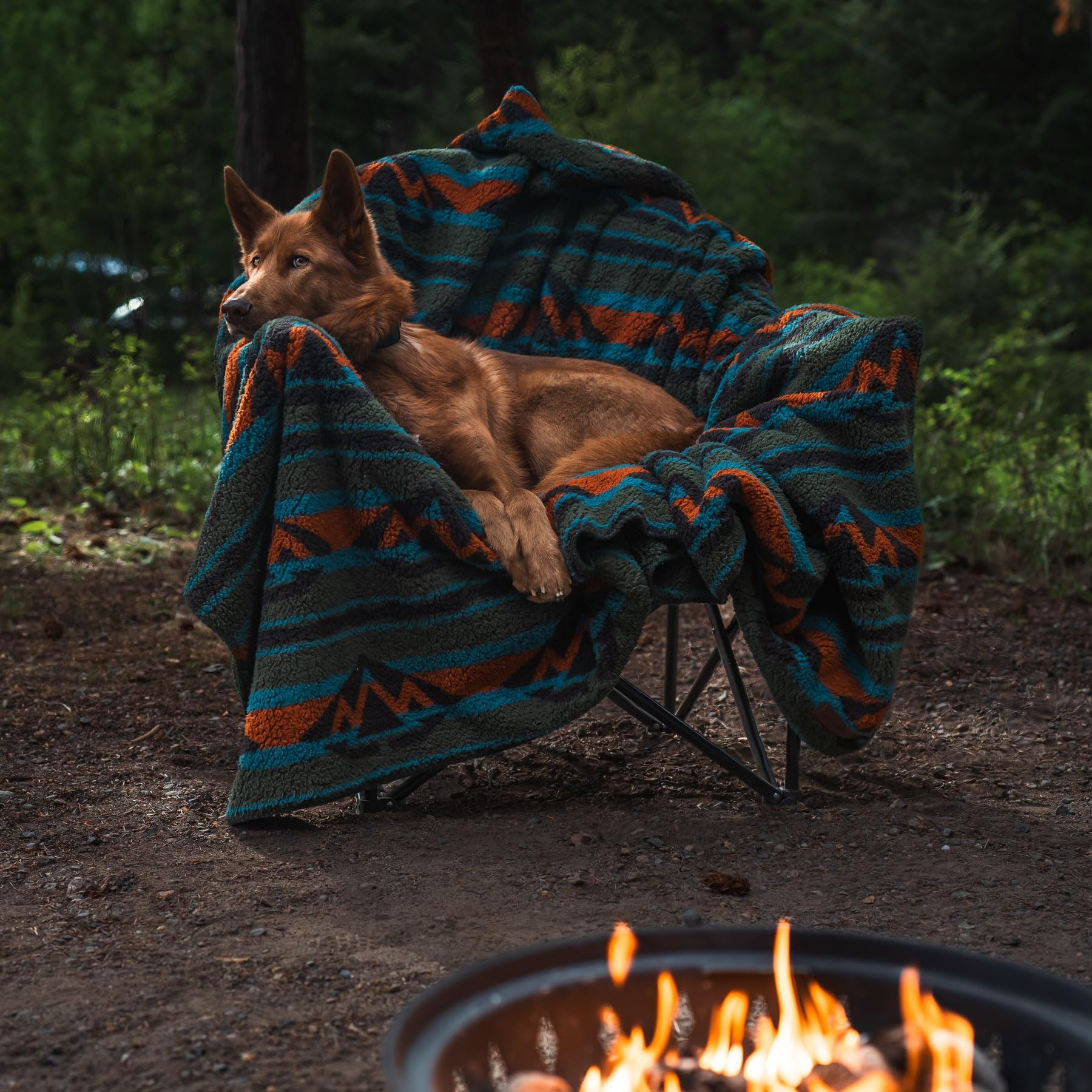 Wilderdog Sherpa Fleece Waterproof Dog Blanket - 60'' X 90'' - Olive
