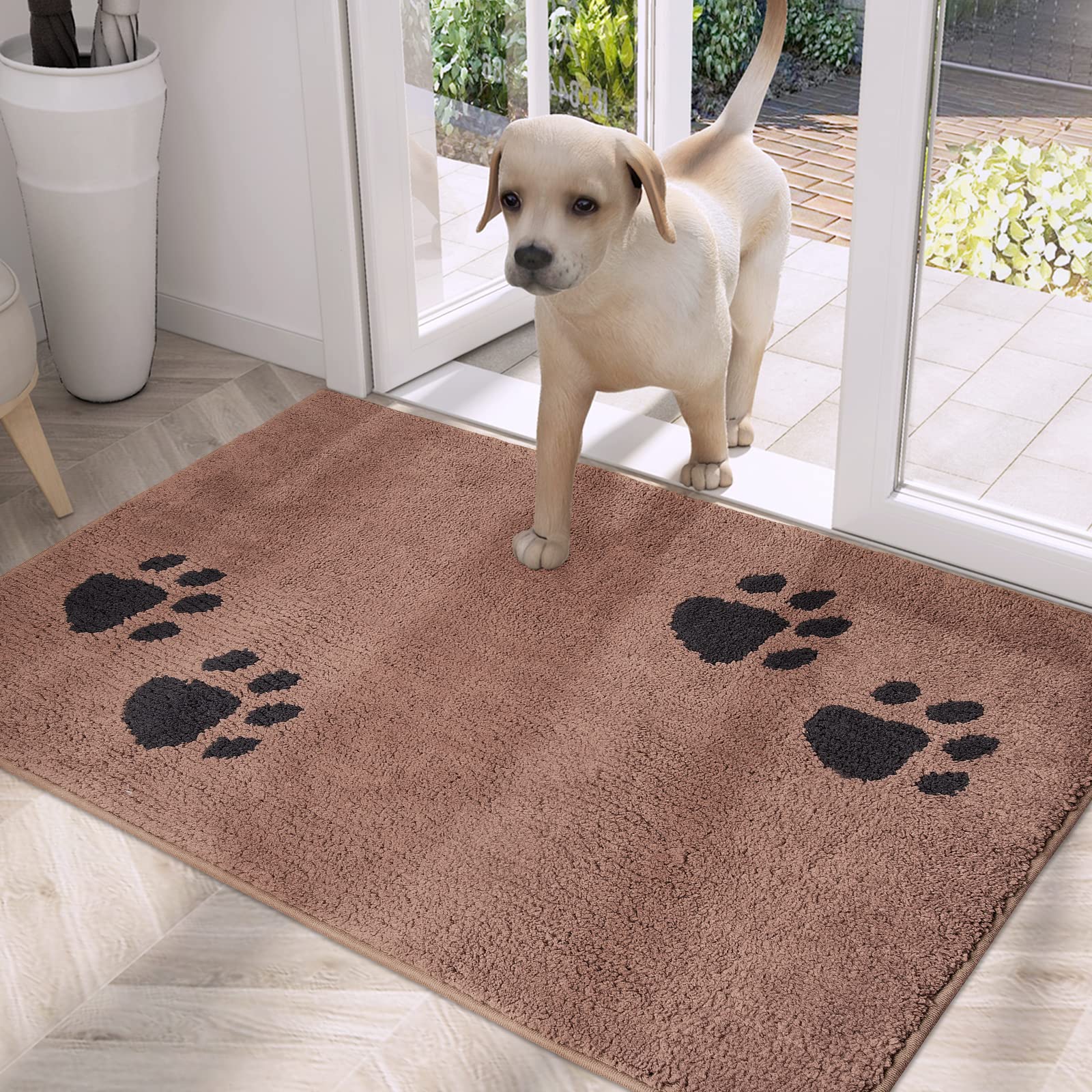 Purrugs Dirt Trapper Door Mat 24'' X 35.5'', Non-Skid/Slip Machine Washable Microfiber Entrance Rug, Shoes Scraper, Dog Doormat,