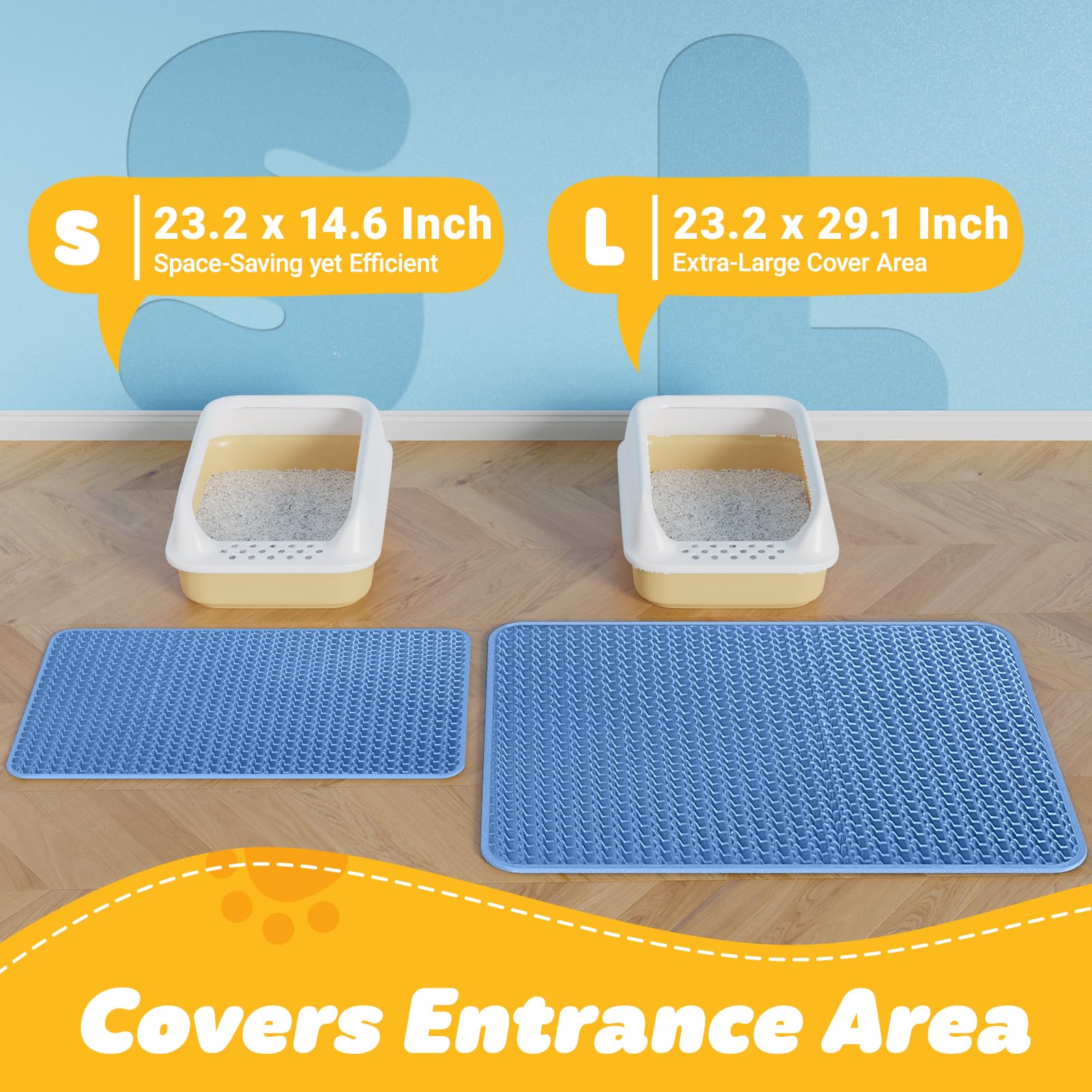 Cat Litter Mat - 23.2   x 29.1   Large Litter Trapping Mat, Easy to Clean Litter Box Mat, Waterproof, Urine-Proof, Non-Slip