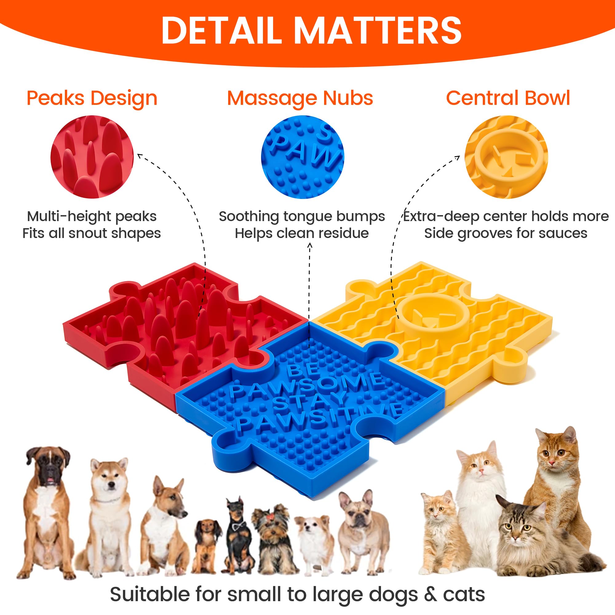 HowGo Puzzle Slow Feeder Lick Mat for Dogs, 38+ Suction Cups|Non-Slip Heavy Duty Maze Enrichment Bowl BPA-Free Silicone|Reduce B