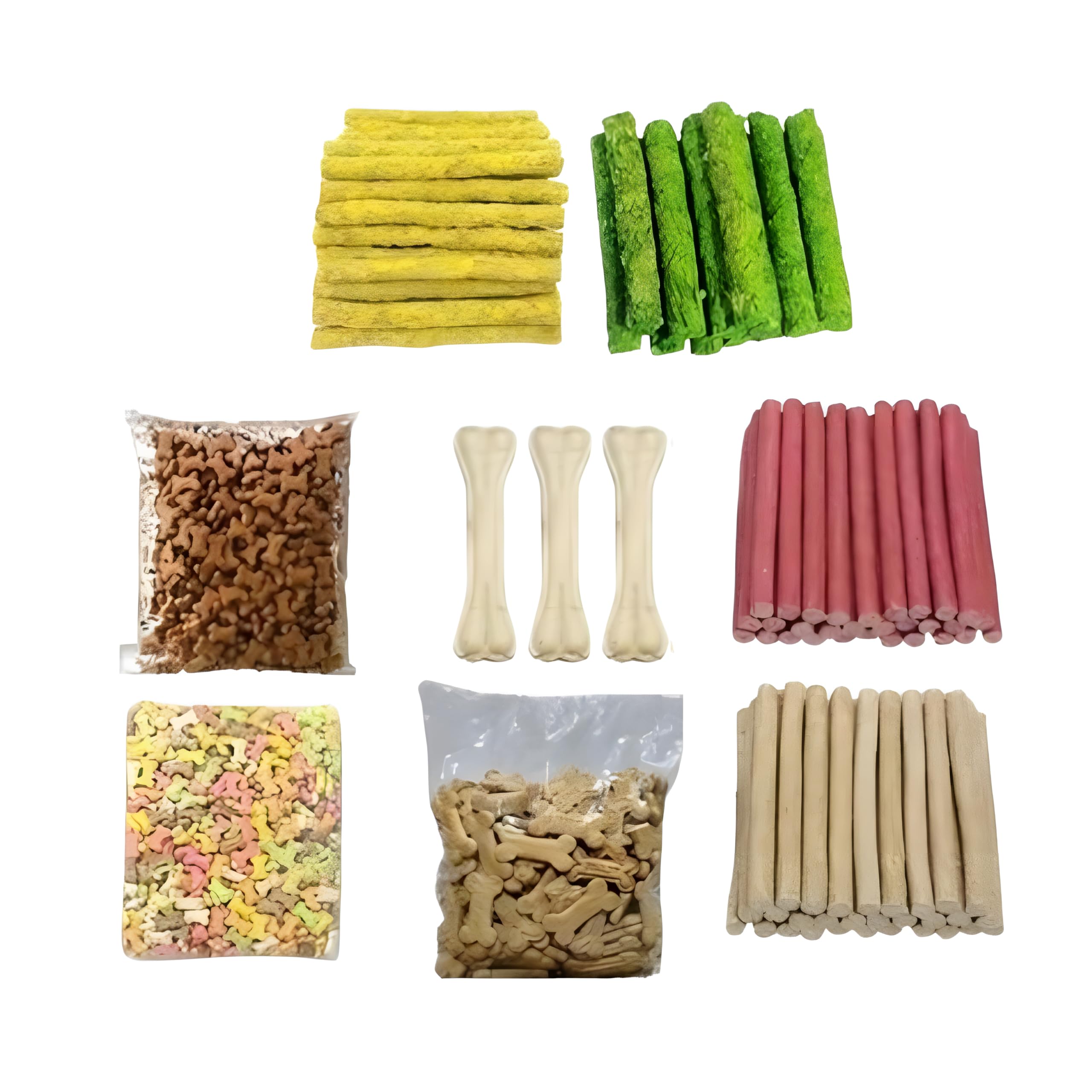 Dog Munchy Sticks And Biscuit Bones Combo, 4 Flavour Sticks 200G, 3 Flavour Biscuits 150G, 3 Chew Bones, All Stages