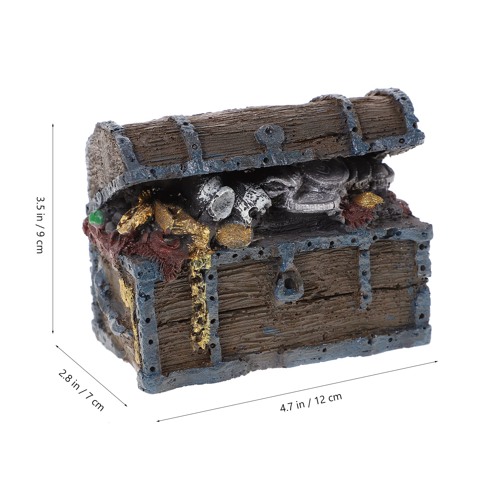Aquarium Ornament, Simulation Treasure Chest Fish Tank Decoration Resin Hide Castle Ornament Underwater Landscape Decor