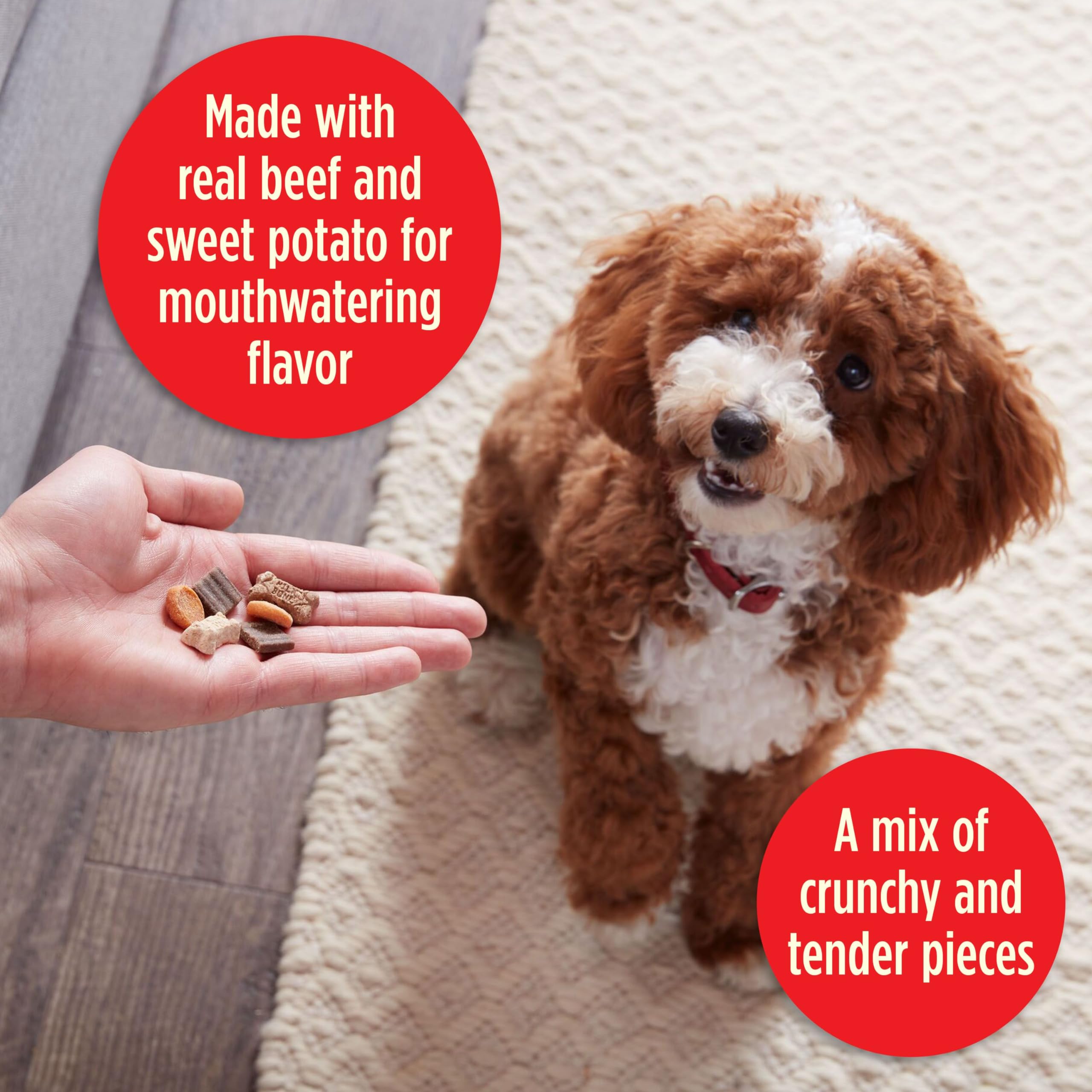 Milk-Bone Trail Mix Chewy & Crunchy Dog Treats, Real Beef & Sweet Potato, 9 Oz Pouches, Pack of 6
