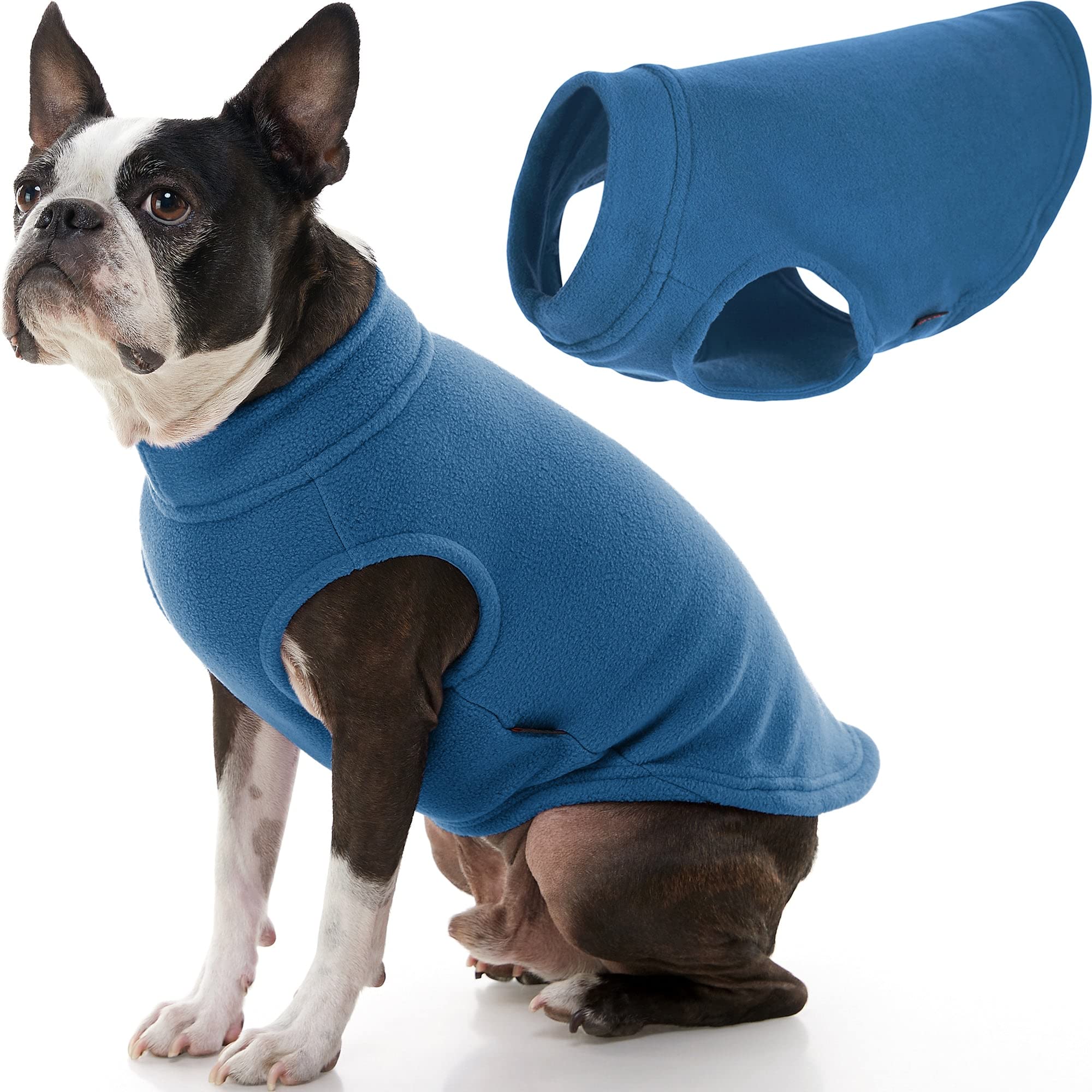Gooby Stretch Fleece Vest Dog Sweater - Steel Blue, Large - Warm Pullover Fleece Dog Jacket - Winter Dog Clothes For Small Dogs Boy Or Girl - Dog Sweaters For Small Dogs To Dog Sweaters For Large Dogs