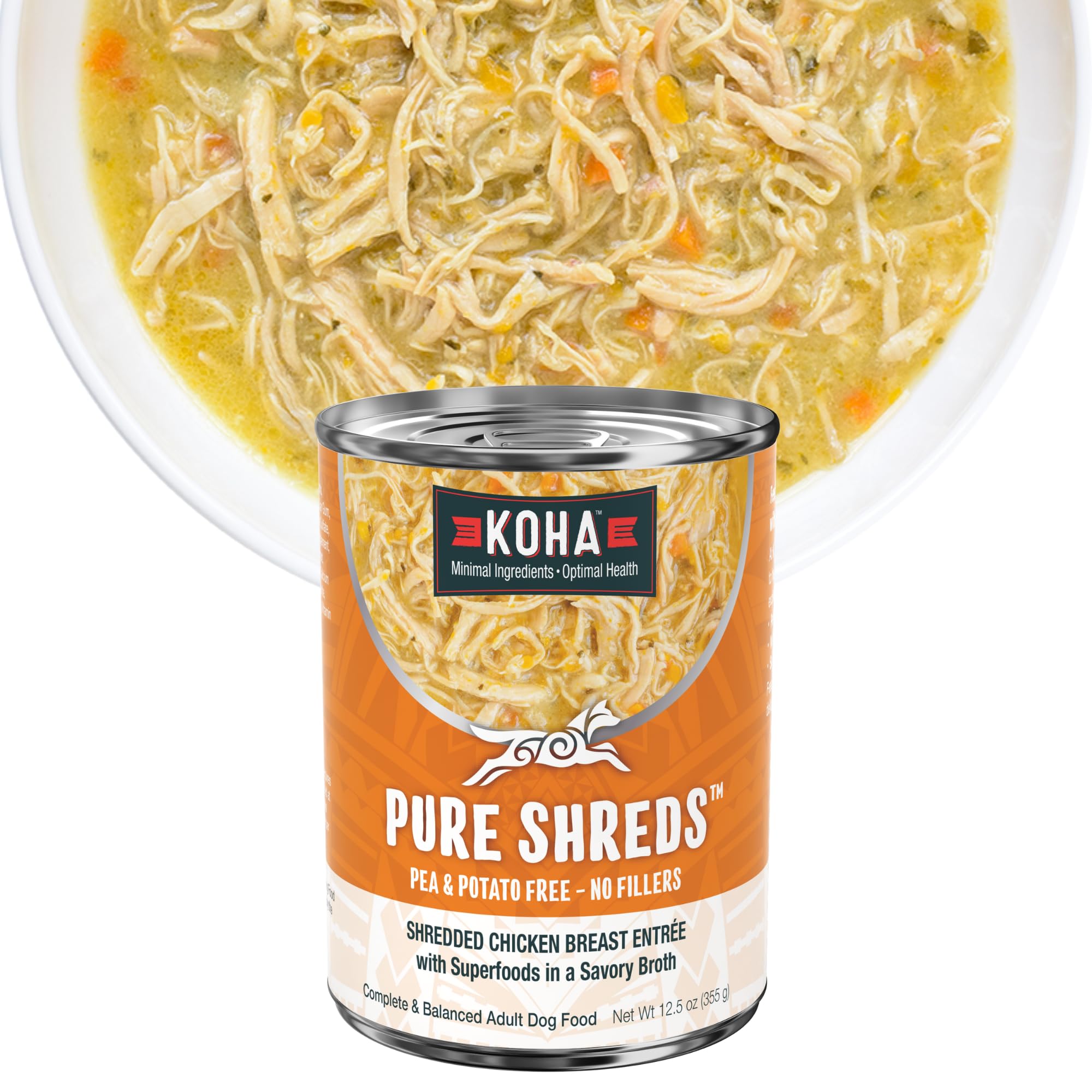 KOHA Pure Shreds Chicken Entr  e for Dogs, 12.5oz Cans (Pack of 12)