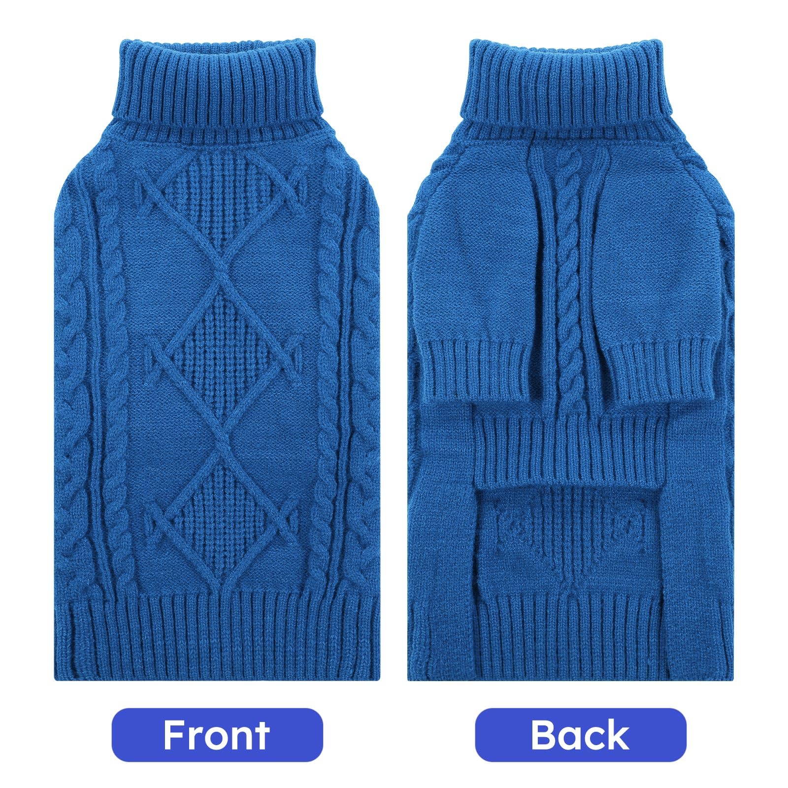 Asenku Knitted Dog Sweater Big Dog Winter Pullover With Turtleneck, Warm Multi-Breed Pet Outfit, Border Collie, Pit Bull, Golden