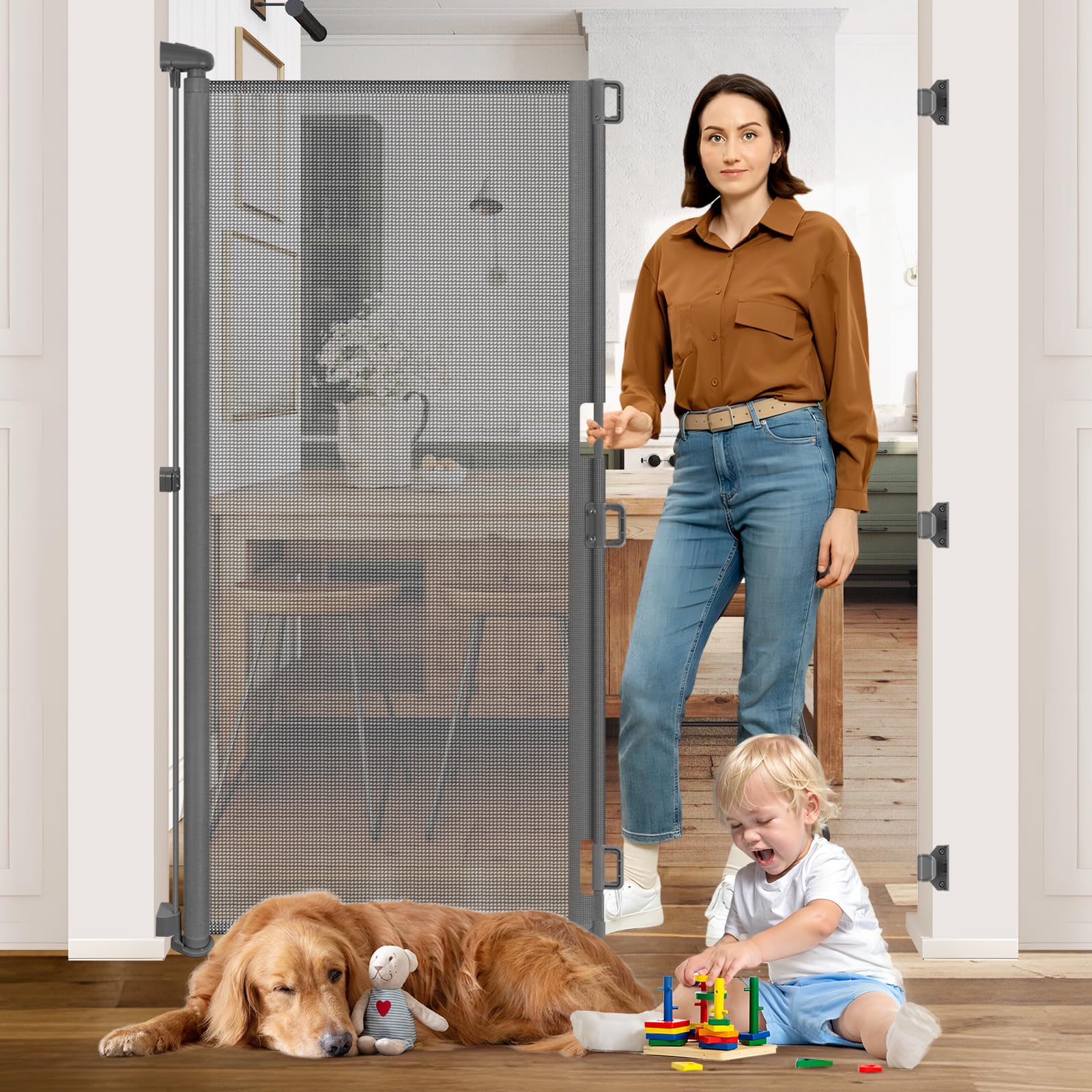 65    Extra Tall Pet Gate Indoor Gate 55    Wide Baby Gate Retractable Dog Gate Outdoor Gates for Decks Retractable Baby Gates f