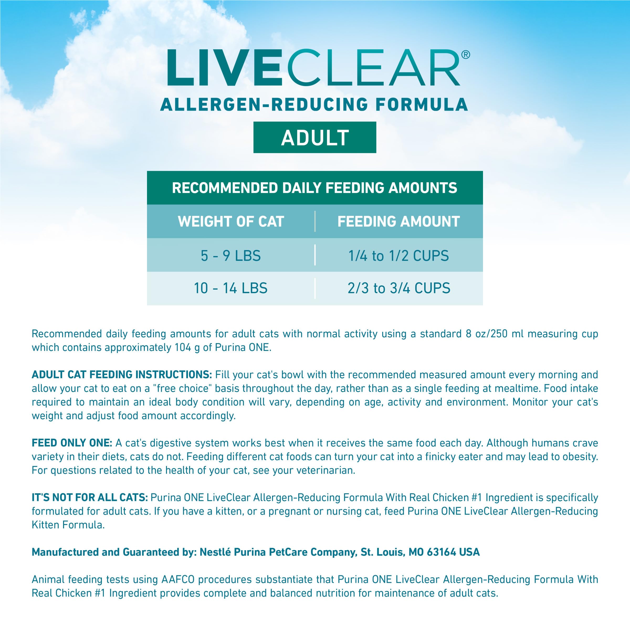 Purina ONE LiveClear Allergen-Reducing Cat Food Dry Formula with Real Chicken As The Number One Ingredient - 6.3 lb. Bag