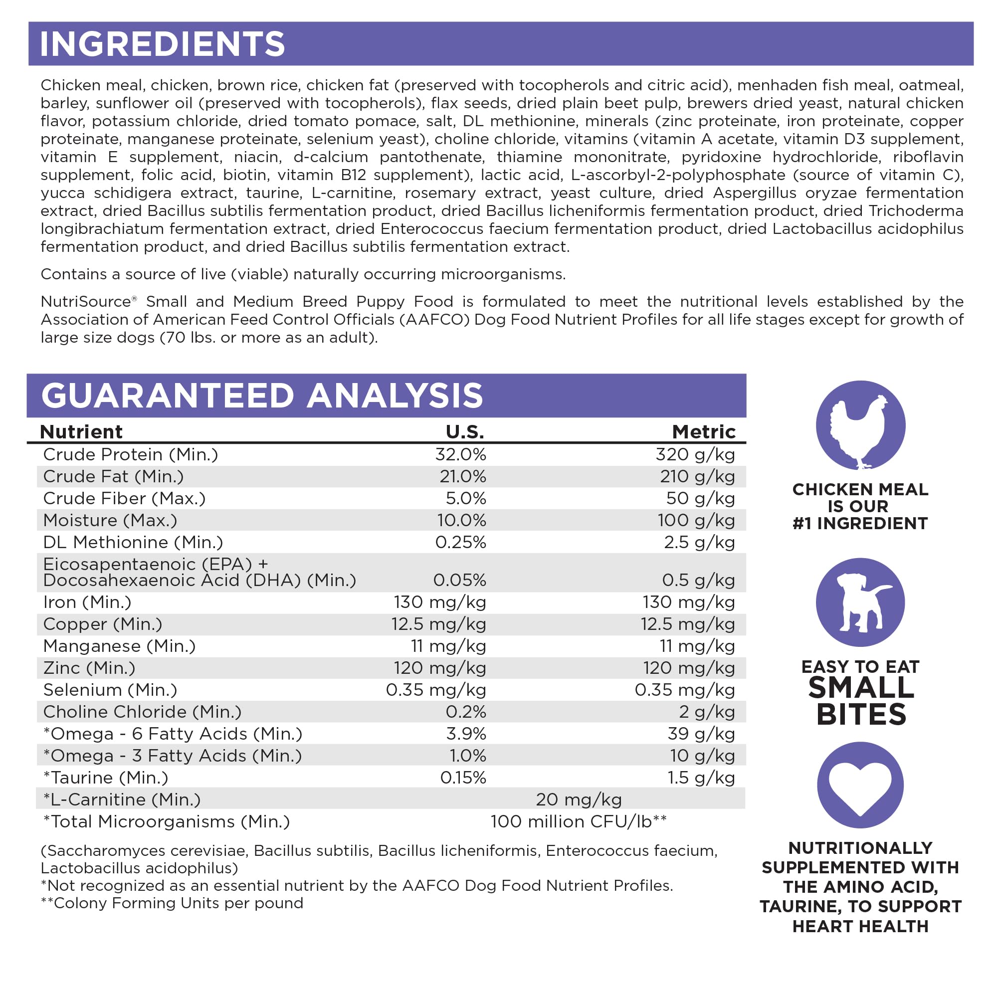 NutriSource Puppy Food for Small and Medium Breeds, Chicken Meal and Rice, 12LB