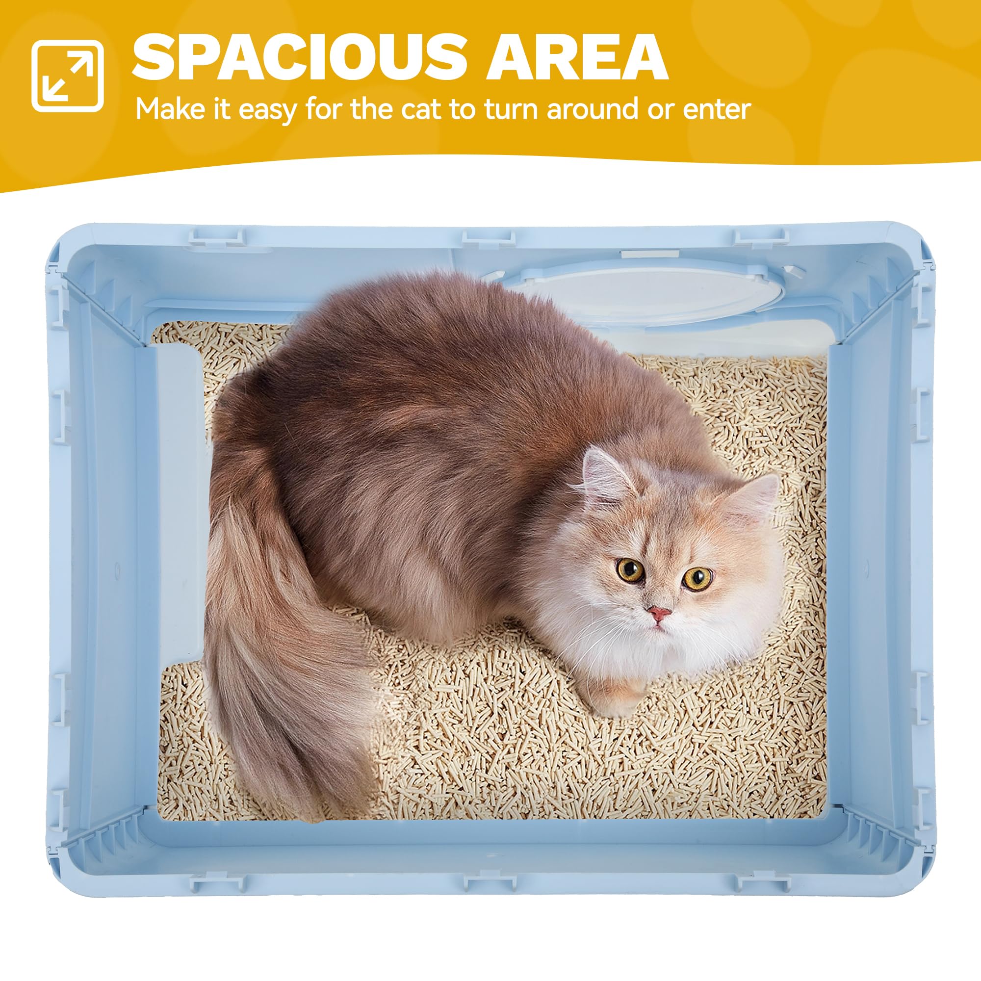 Dwvo Enclosed Cat Litter Box With Two-Way Entry/Exit, Large Hooded Anti-Splash Cat Toilet With Lid, Hidden Litter Scoop - Blue