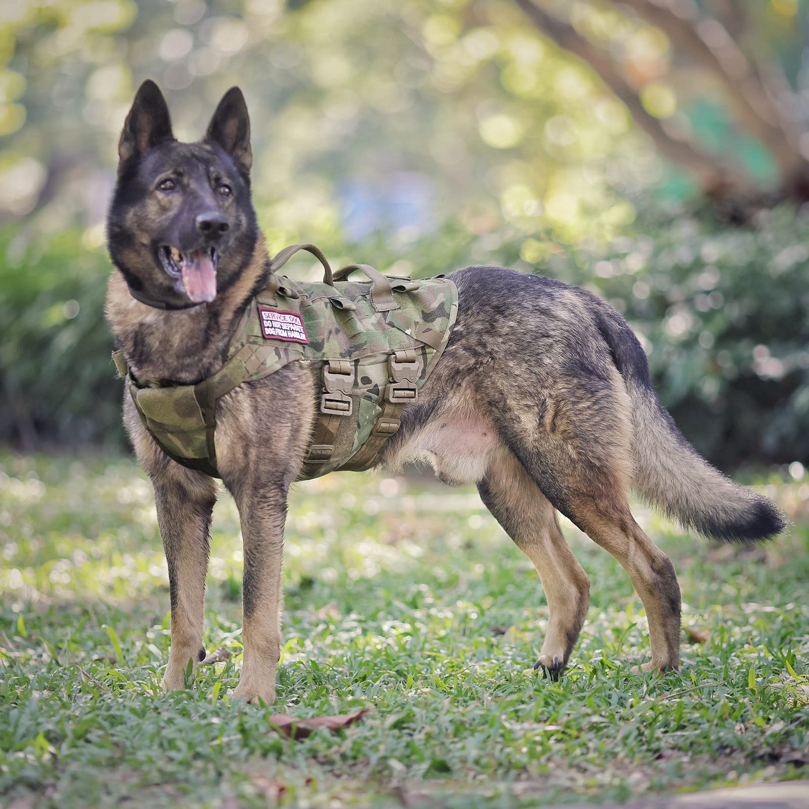PETAC GEAR Tactical Dog Harness K9 Dog Training Vest Adjustable Padded Police Service Dog Working MOLLE Vests for Large Medium D