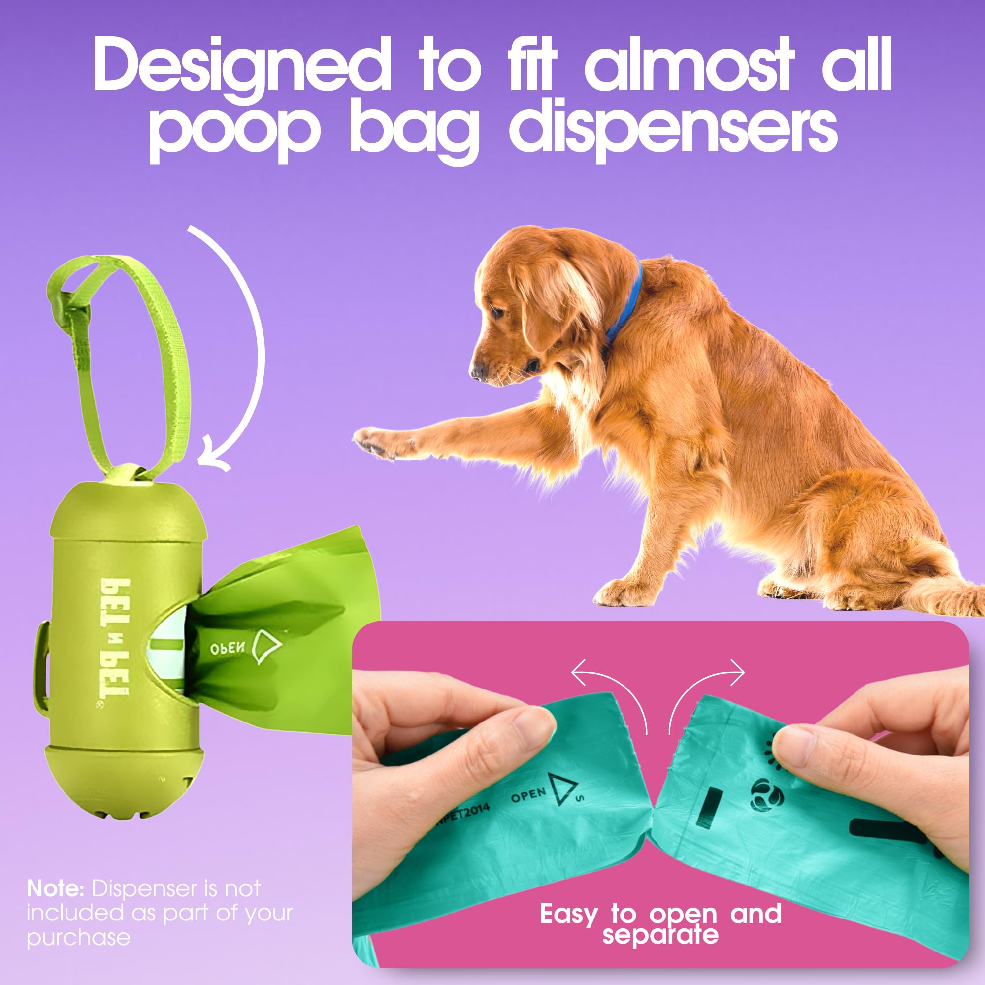 PET N PET Lavender Scented Dog Poop Bags, 270 Count, Plant-Based, Colorful Rainbow, Model PNP Rainbow