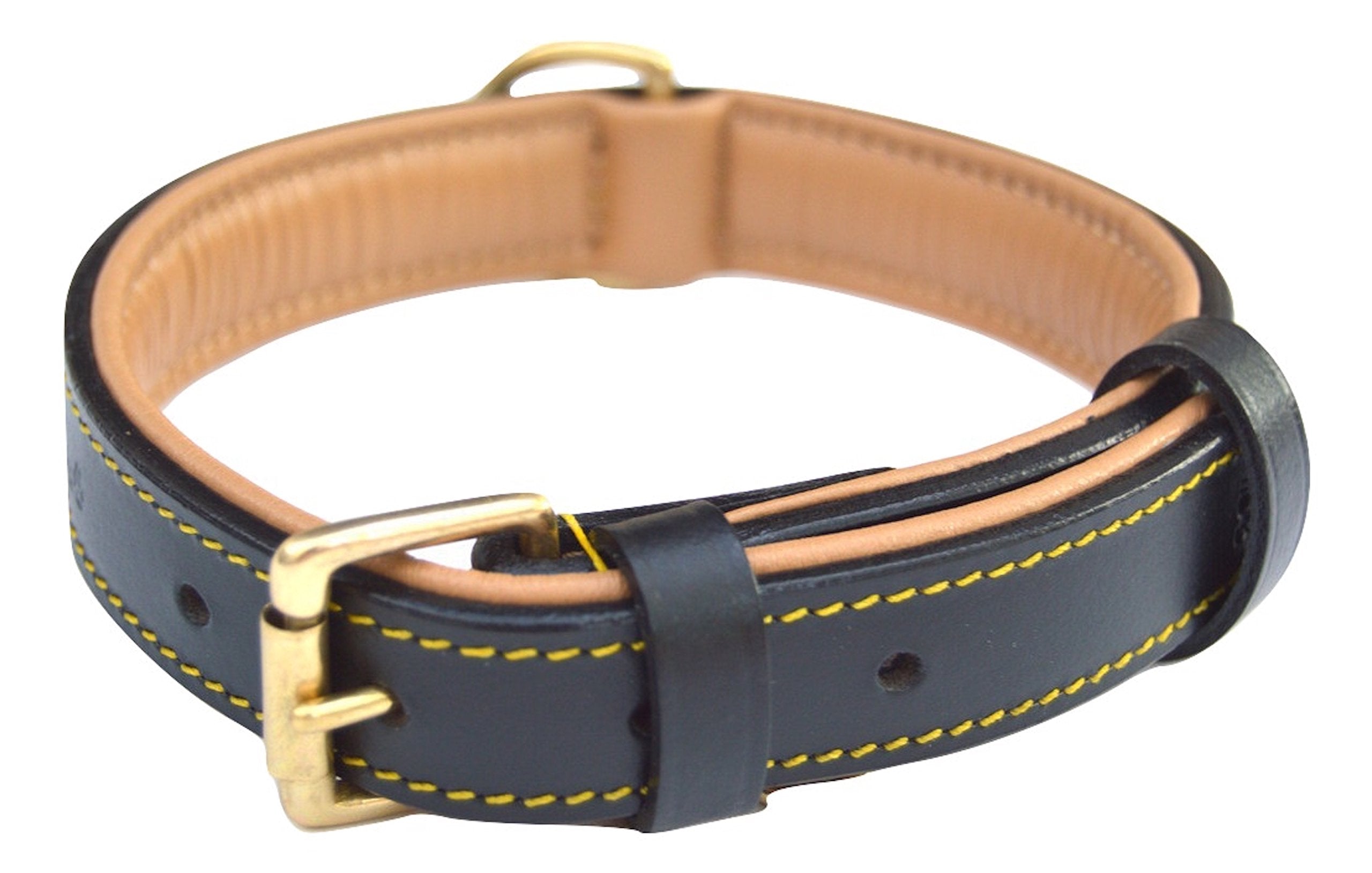 Soft Touch Collars Black Leather Padded Dog Collar, Size Medium, 20' Long X 1' Wide, Neck Size 14.5' To 17.5' Inches