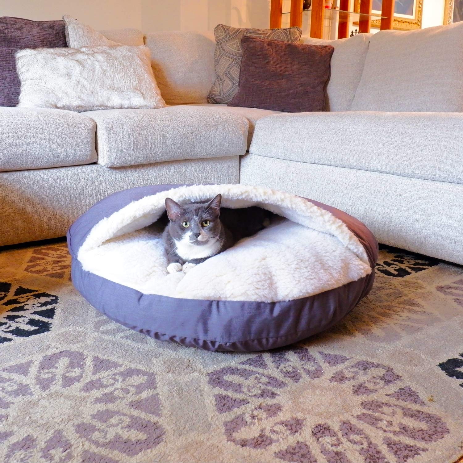 Snoozer Classic Poly-Cotton Cozy Cave Pet Bed, Extra Large, Heather Gray