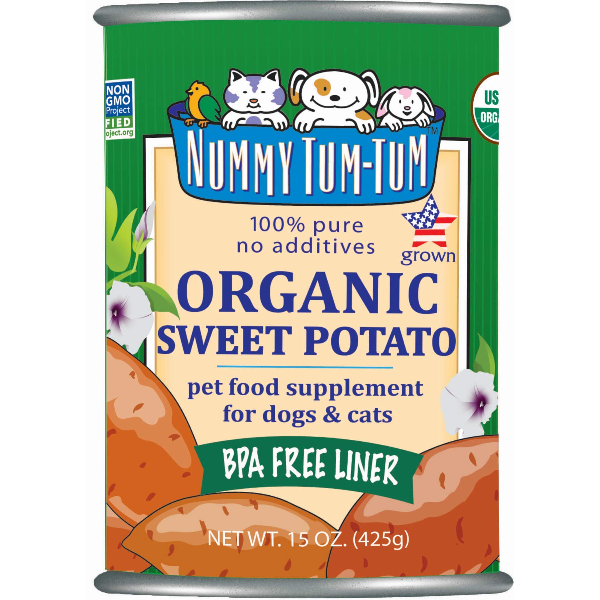 Nummy Tum Tum Organic Sweet Potato For Dogs & Cats, 15 Ounce (Pack of 12)