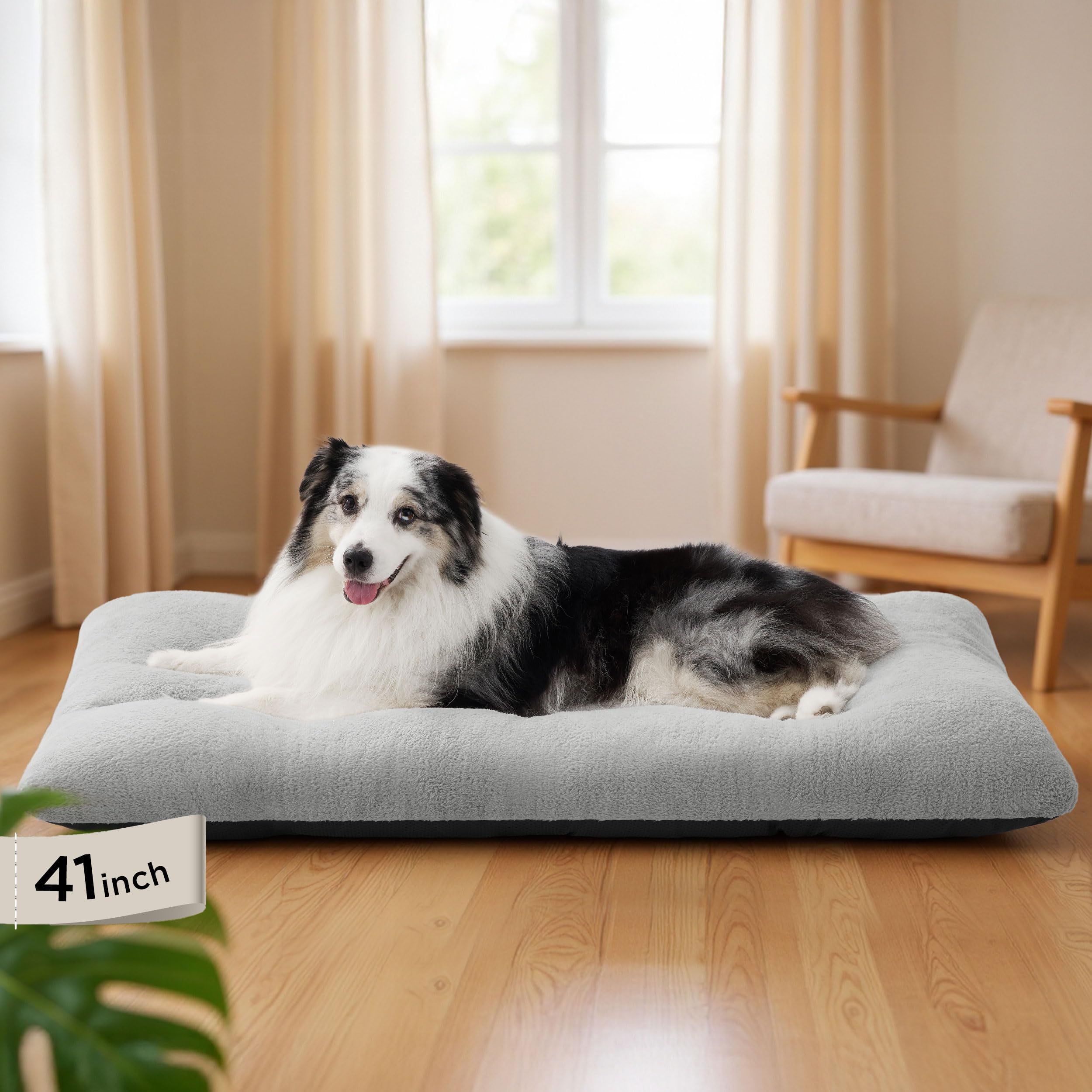 Bedsure Washable XL Dog Bed for Crate for Extra Large Dogs, Comfort Fluffy Plush Pet Pillow Bed Kennel Pad with Non-Slip Bottom,
