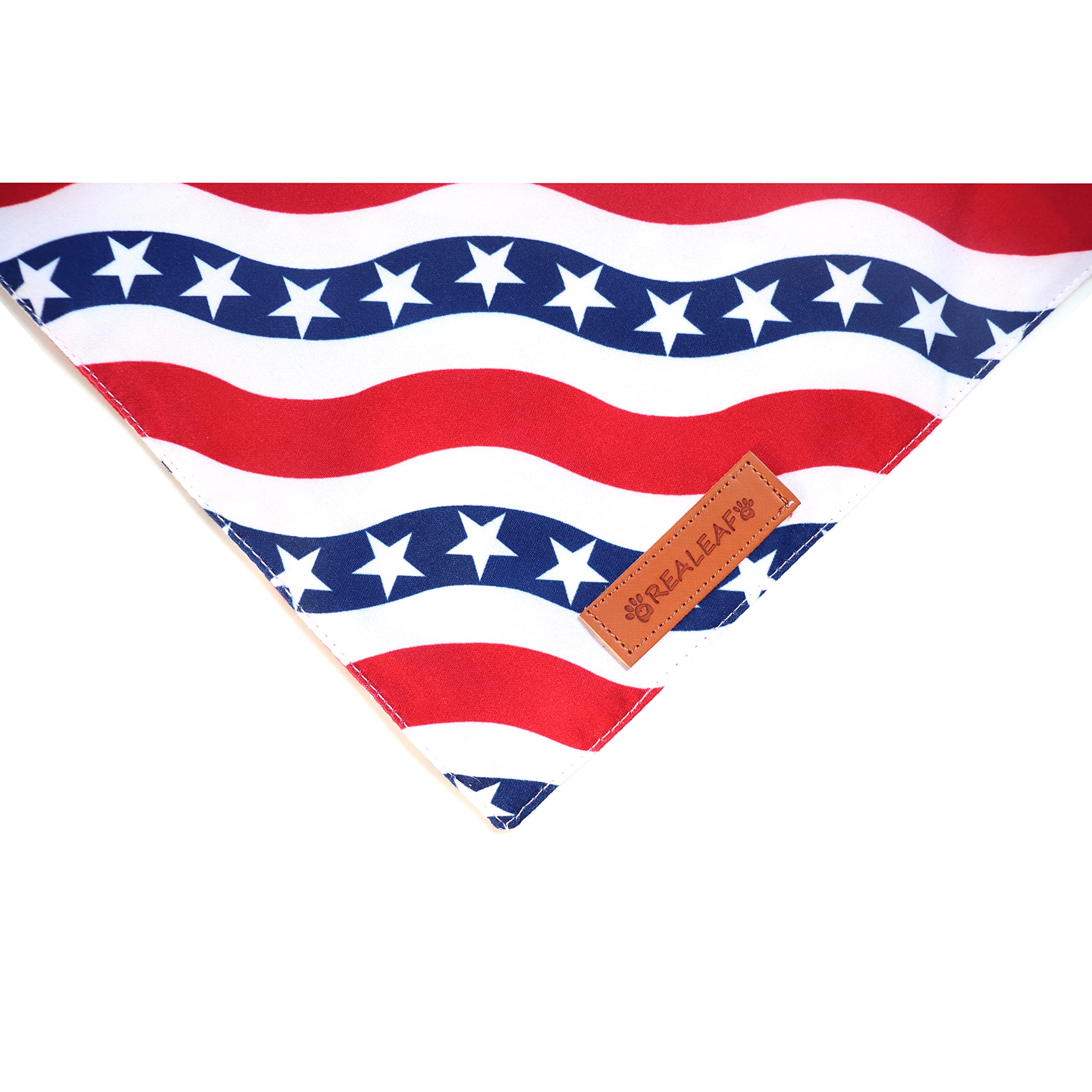 Realeaf 4Th Of July Bandanas 2 Pack, Triangle Reversible American Flag Pet Patriotic Scarf For Boy And Girl, Premium Durable Fab