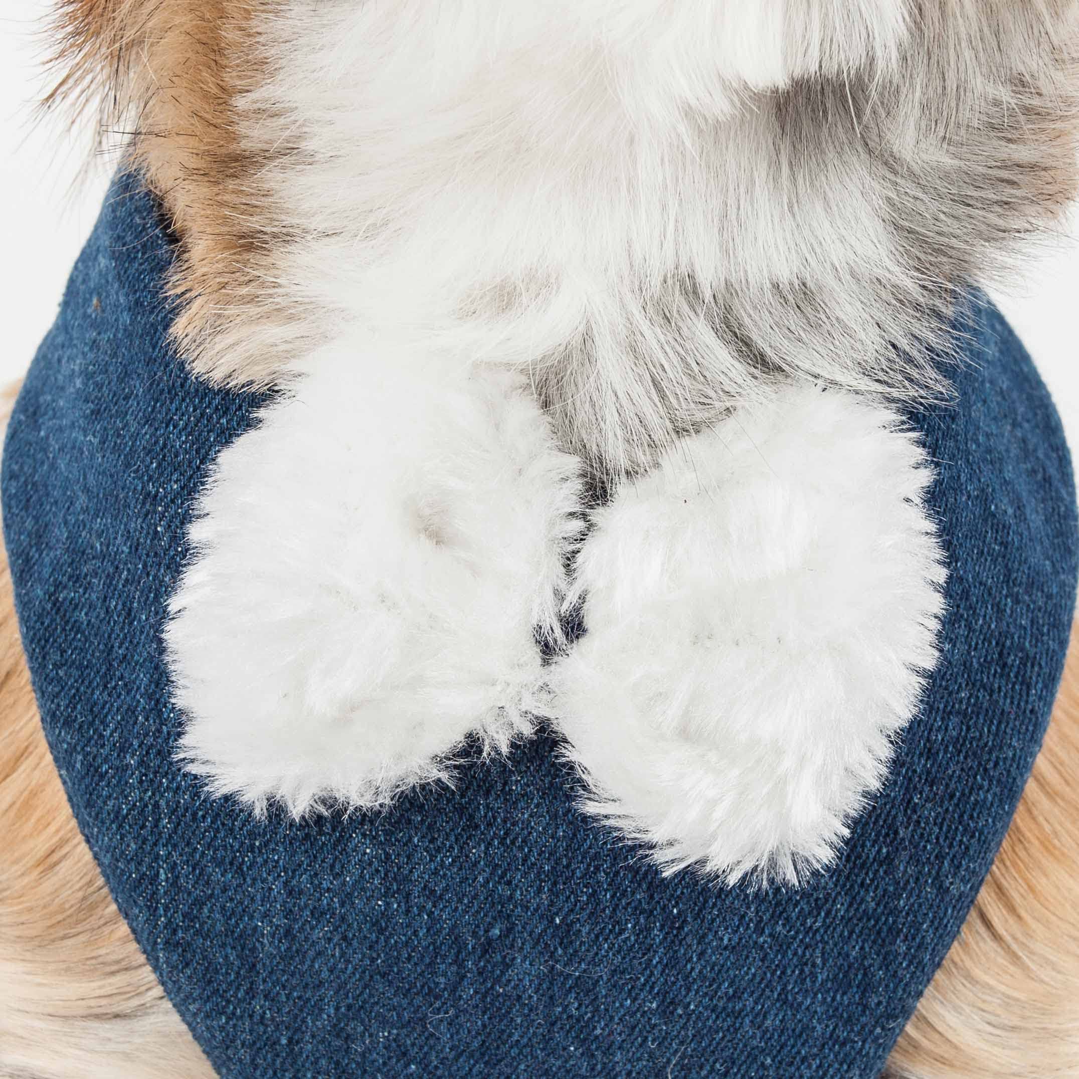 Pet Life ® Luxe Collection Pom Draper 2-in-1 Dog Harness and Leash with Pom-Pom Dog Bowtie - Pet Harness and Dog Costume with Fashion Dog Collar and Reversible Mesh and Alloy Dog Leash attachments