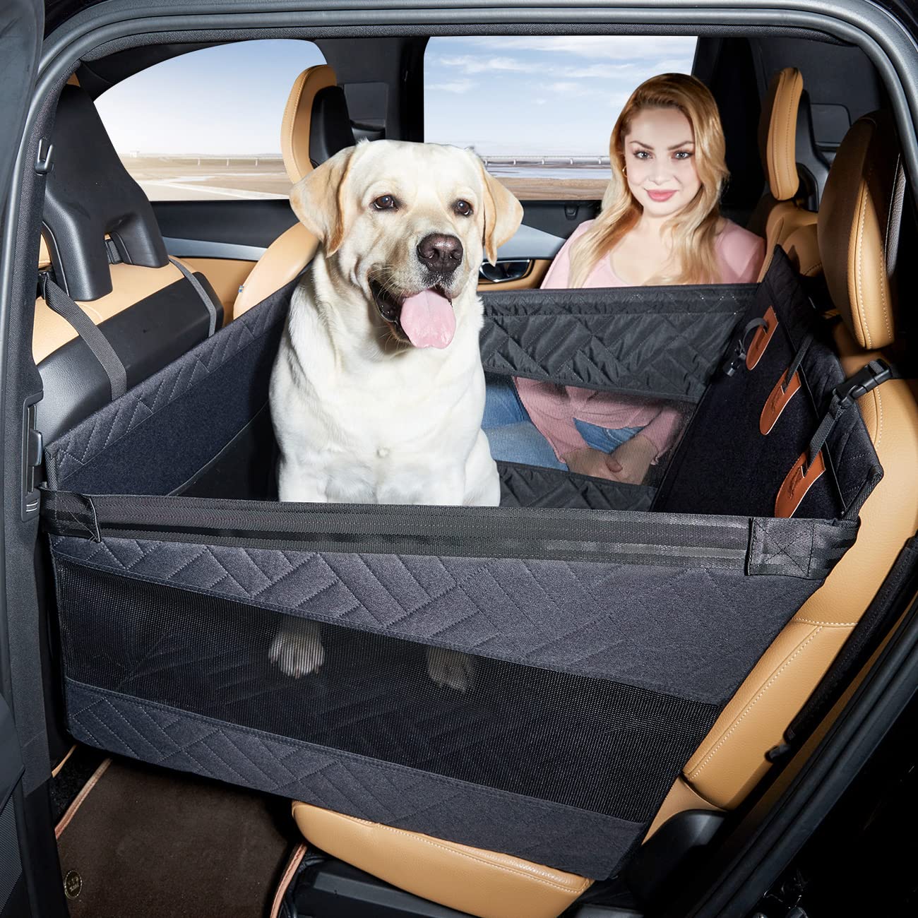 TKYZ Large Dog Car Seat,Back Seat Extender for Dogs,Waterproof Medium Dog Seat Cover for Backseat, Pet Bed for Car Hammock(Black