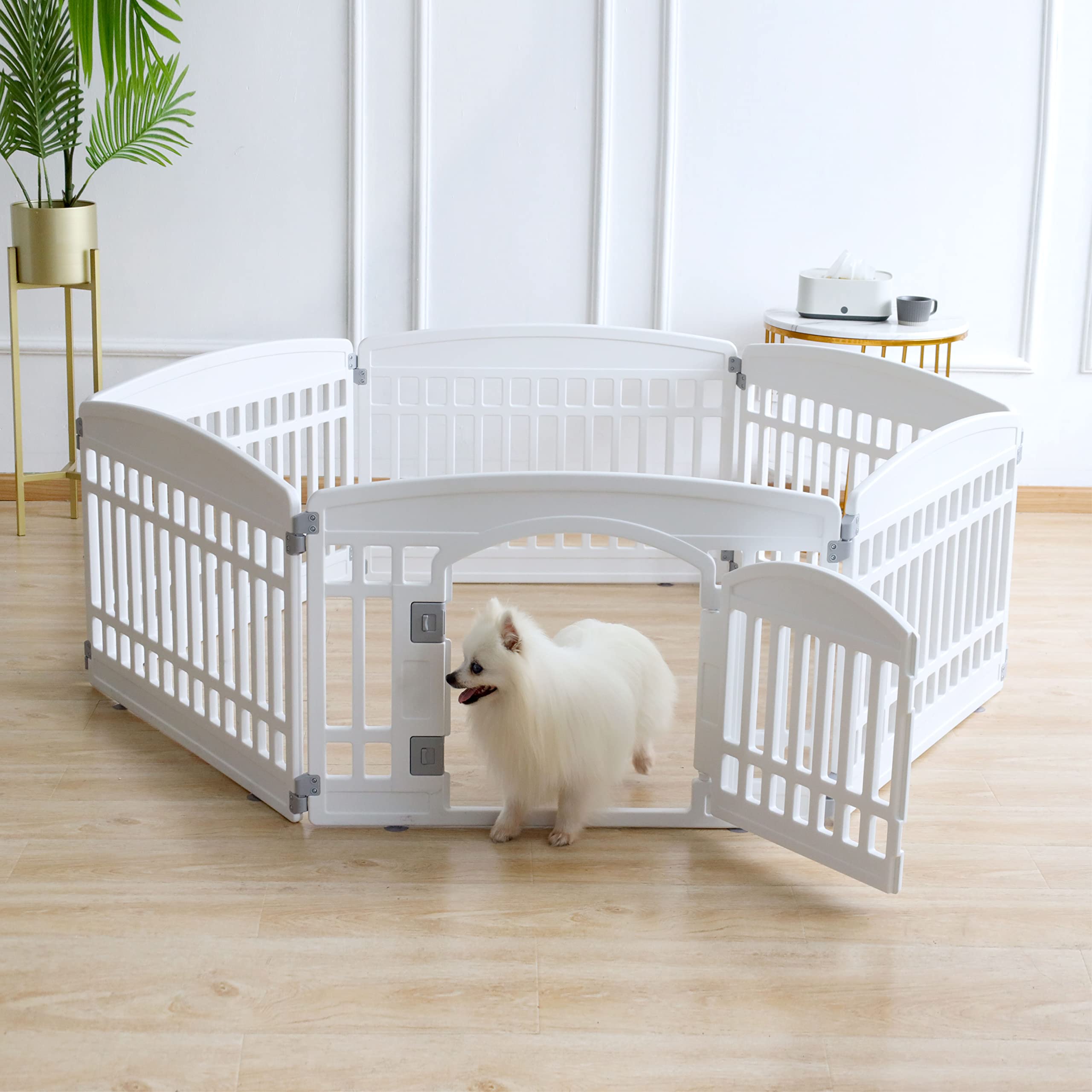 Gupamiga Pet Playpen Foldable Gate For Dogs Heavy Plastic Dog Playpen Puppy Exercise Pen Indoor Outdoor Small Pets Fence Folding