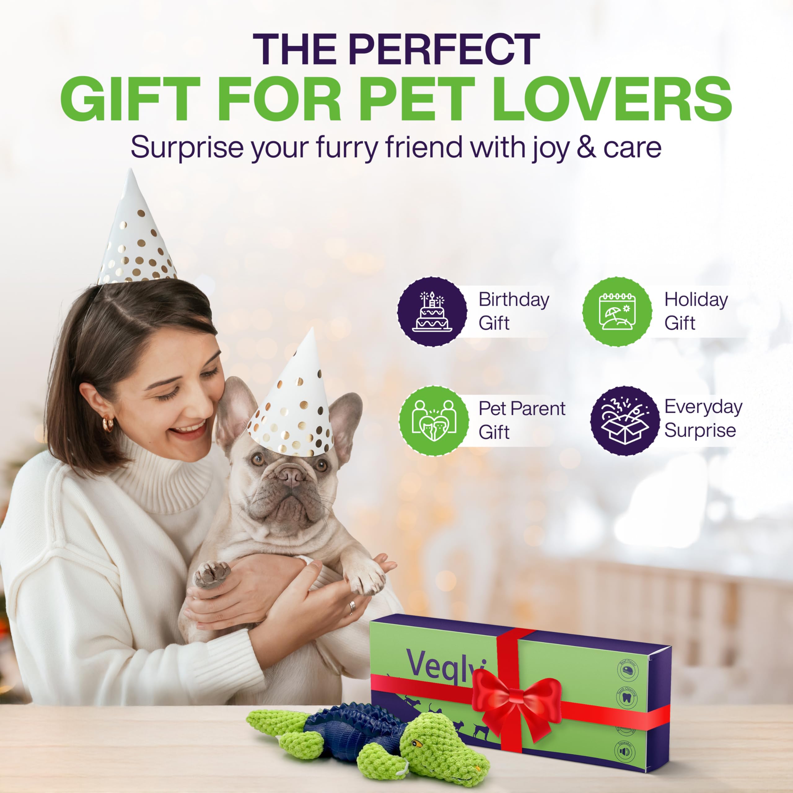 Dog Chew Toys for Small and Medium Breeds, Squeaky Dog Toys Plush, Interactive Dog Toys to Keep Them Busy, Alligator Dog Puzzle
