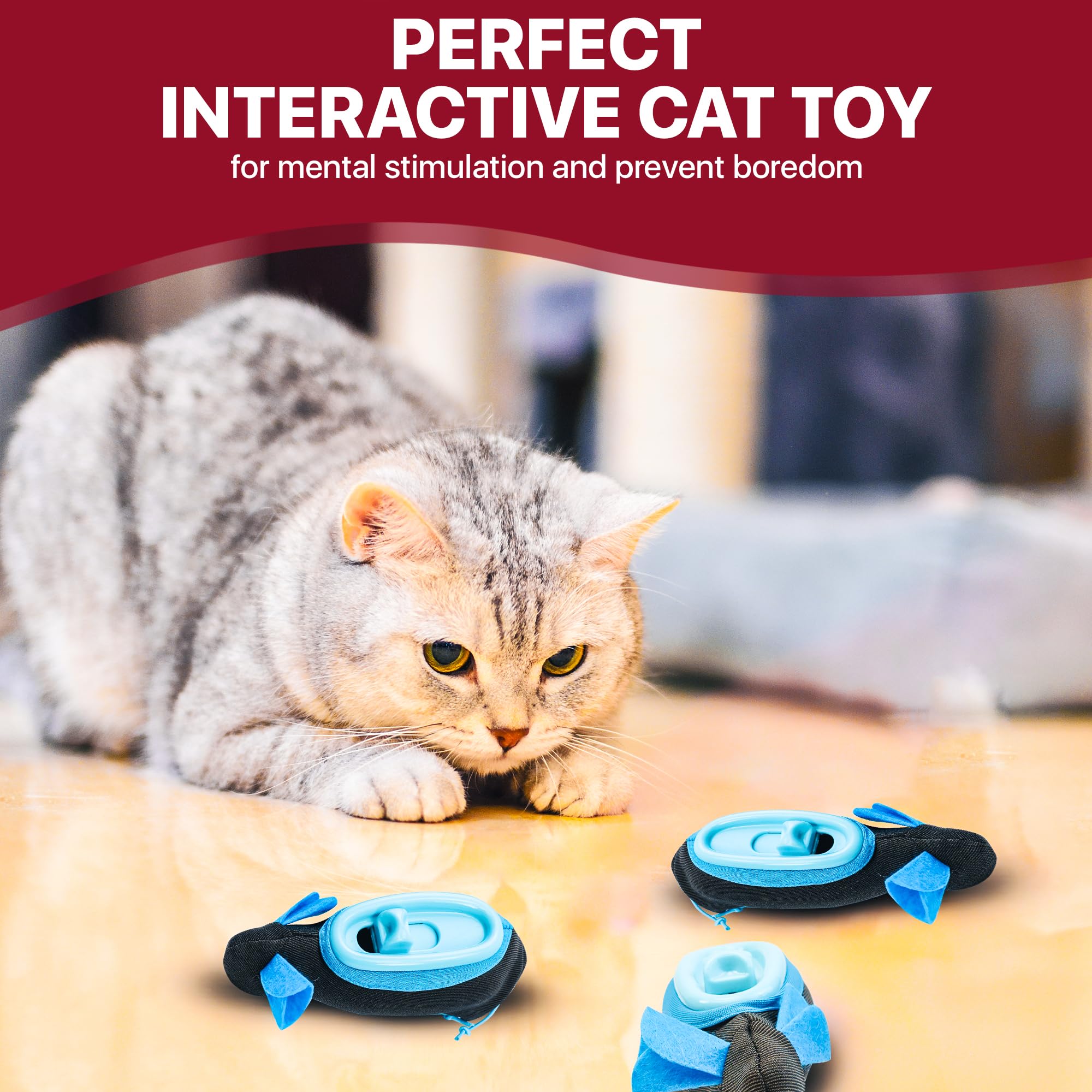 Spot Doc And Phoebe'S Cat Hunting Feeder - Interactive Indoor Slow Feeder & Treat Dispenser Toy, Encourage Natural Instinct To Hunt, Solve Behavioral Problems & Obesity, Set Includes 3 Mice And Scoop