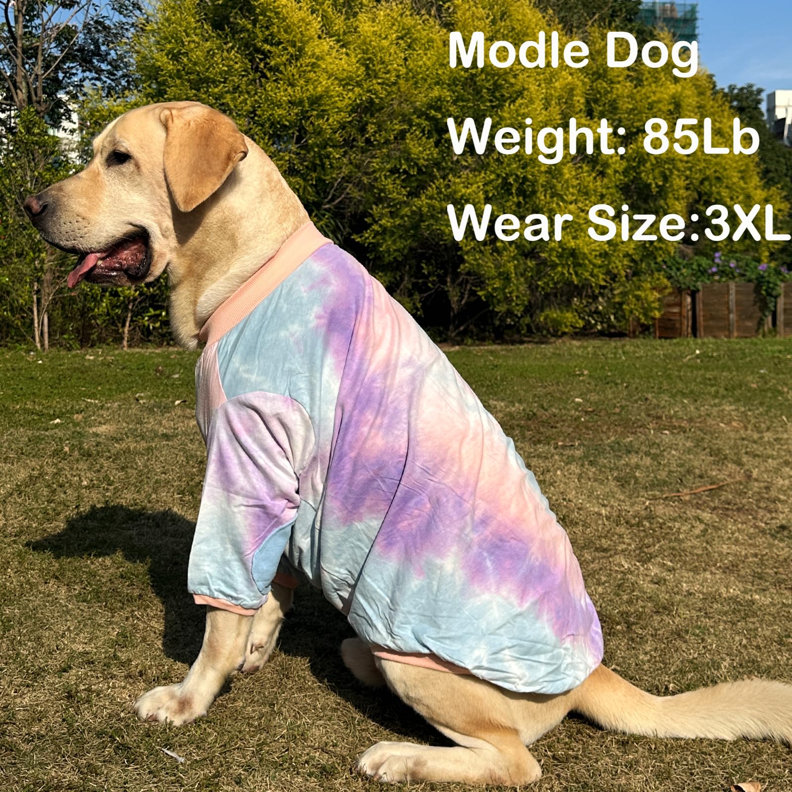 PriPre Tie Dye Dog T Shirt for Extra Large Dogs Breathable Cotton Dog Shirt Dog Pajamas Big Dogs Boy Girl Tiedye 2XL