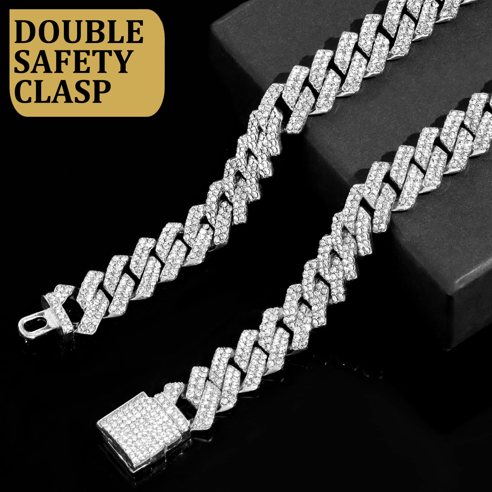 Flatfoosie Cuban Link Metal Chain Collar With Secure Buckle - 14Mm Gold Or Silver Chain Dog Collars For Small To Large Dogs & Ca