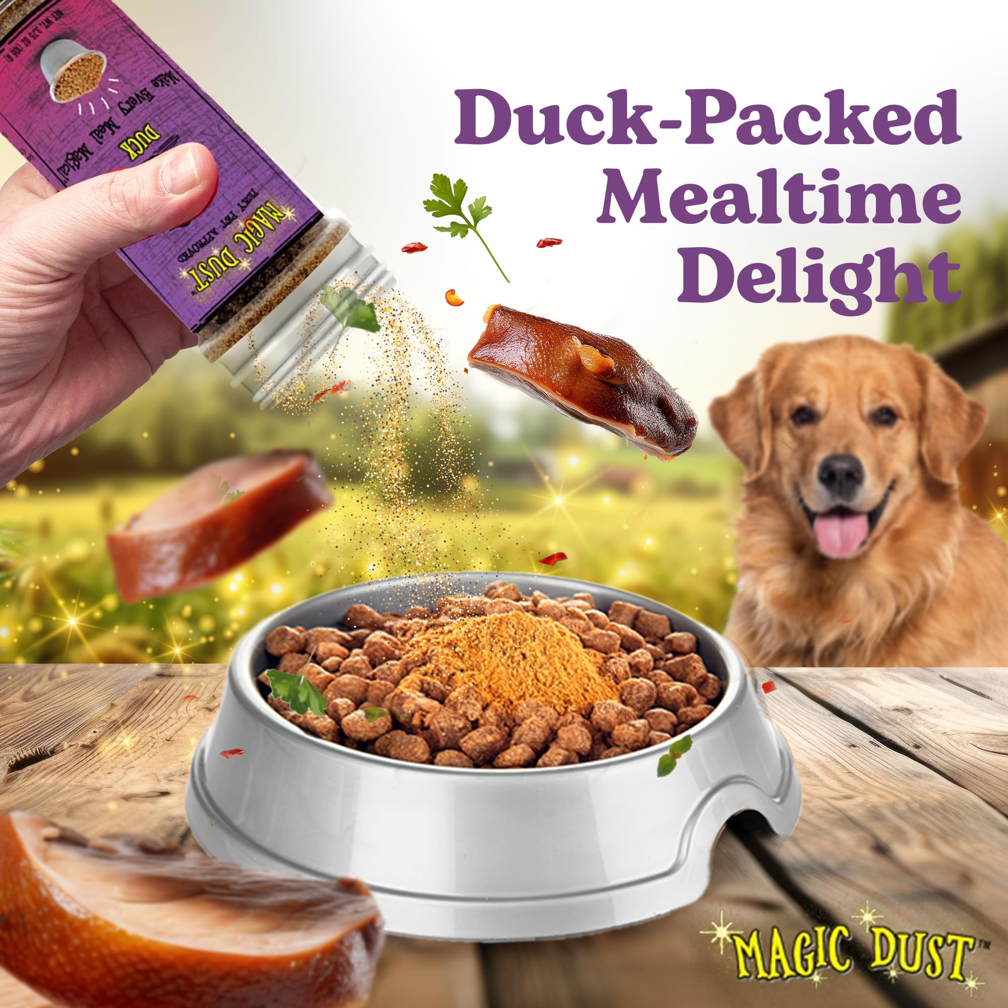Wild Meadow Farms - Magic Dust Duck Jerky Topper, Single Protein Pet Food Topper for Dogs & Cats, Enhance Flavor & Elevate Mealt