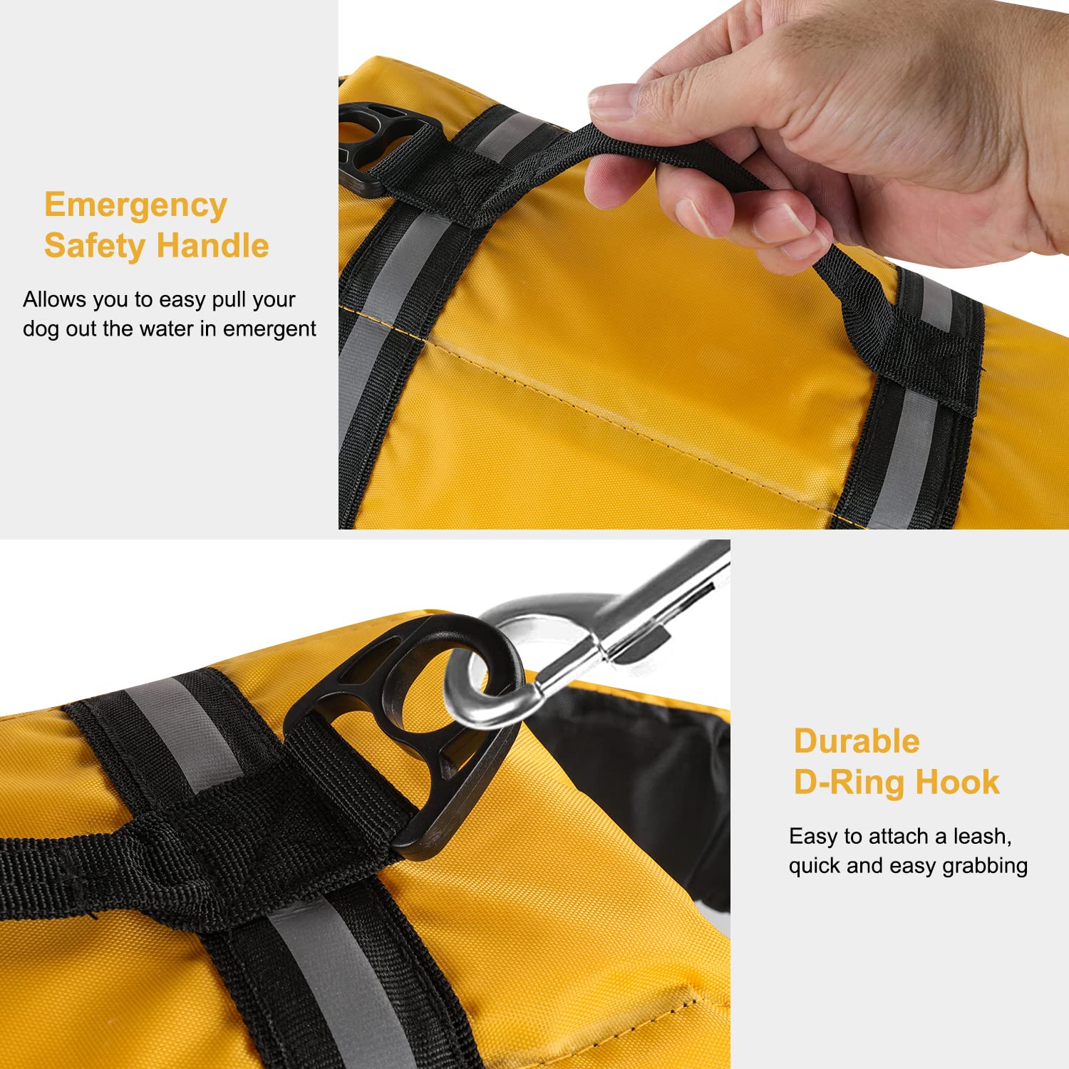 Haocoo Dog Life Jacket Vest Saver Safety Swimsuit Preserver With Reflective Stripes/Adjustable Belt Dogs?Yellow,M