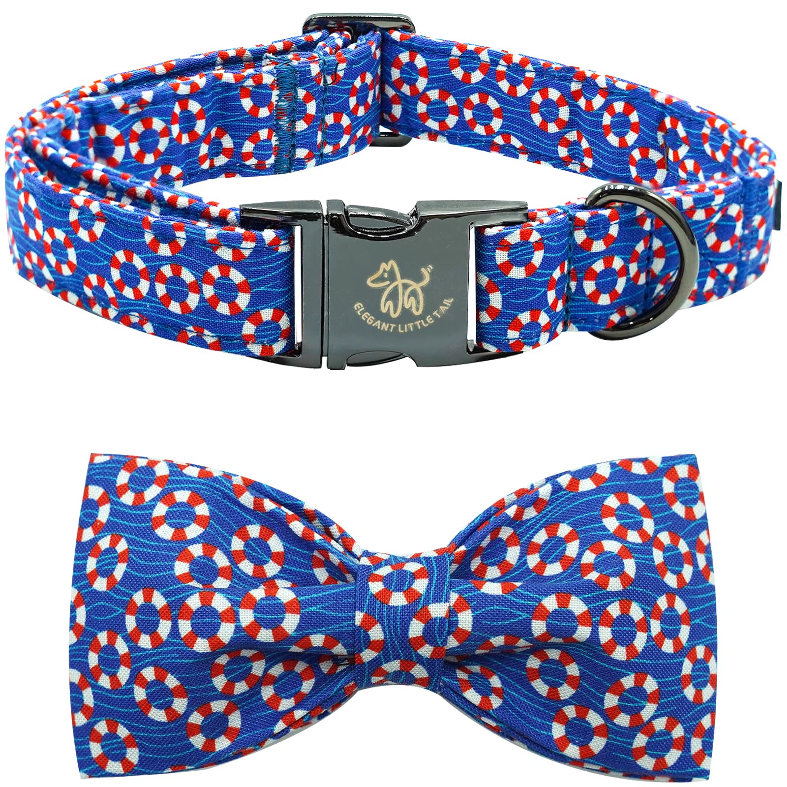 Elegant Little Tail Dog Collar, Blue Color Pet Collar With Bow Dog Durable Summer Dog Collars Bows Girl Pet Gift Adjustable Dog 