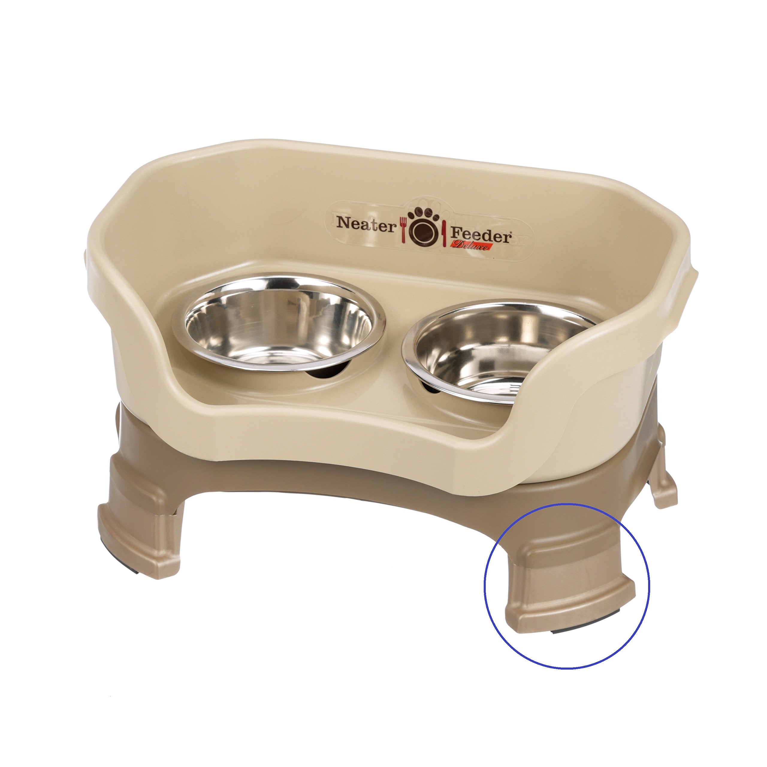 Neater Feeder - Deluxe Model Adjustable Height - Mess-Proof Dog Bowls (Small, Cappuccino) - Made in USA - Elevated, No Spill, No
