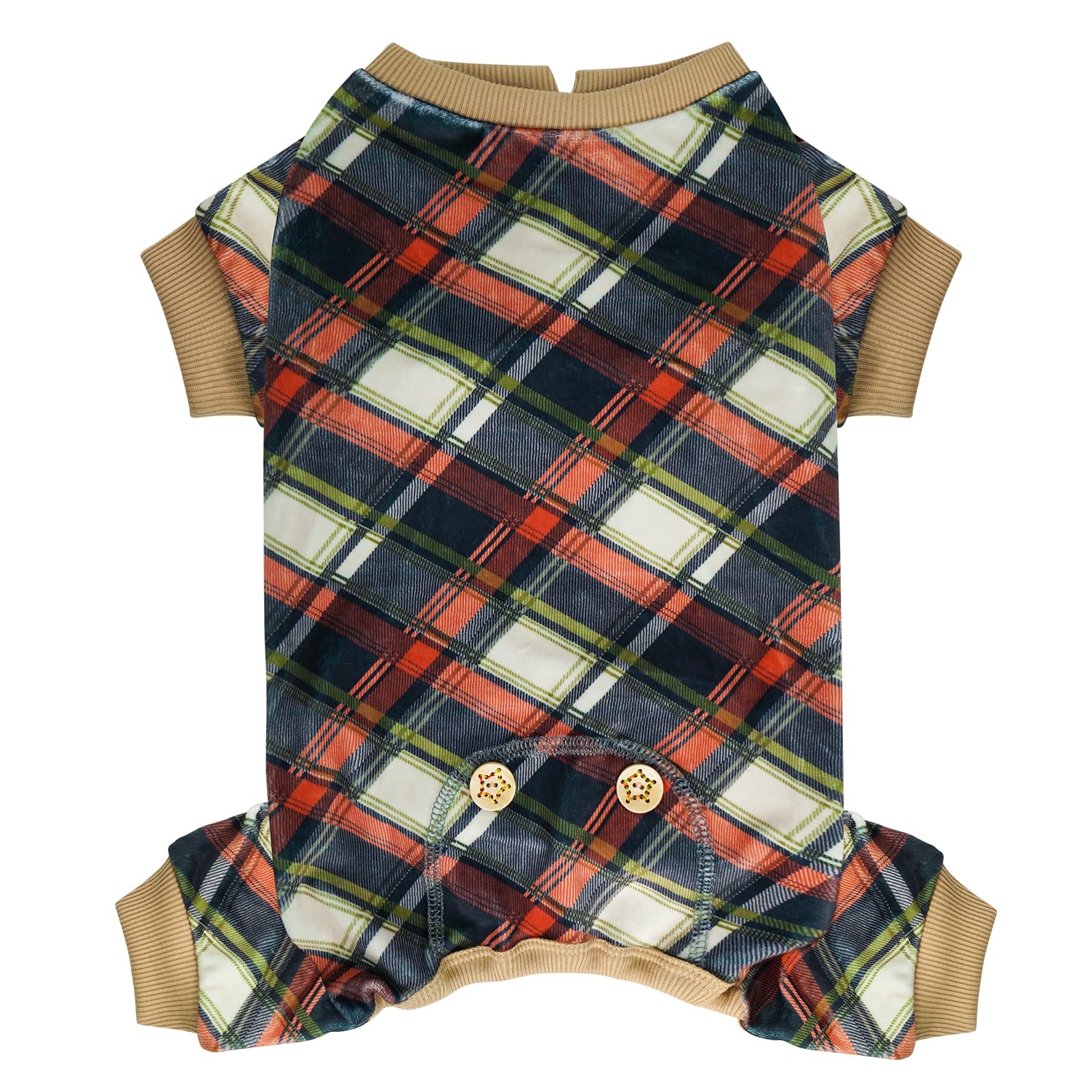 Kyeese Dog Pajamas Plaid Dog Pajamas For Small Dogs Boy Girl Velvet Doggie Jammies Stretchy Onesie Comfy Pet Clothes Soft Coat L