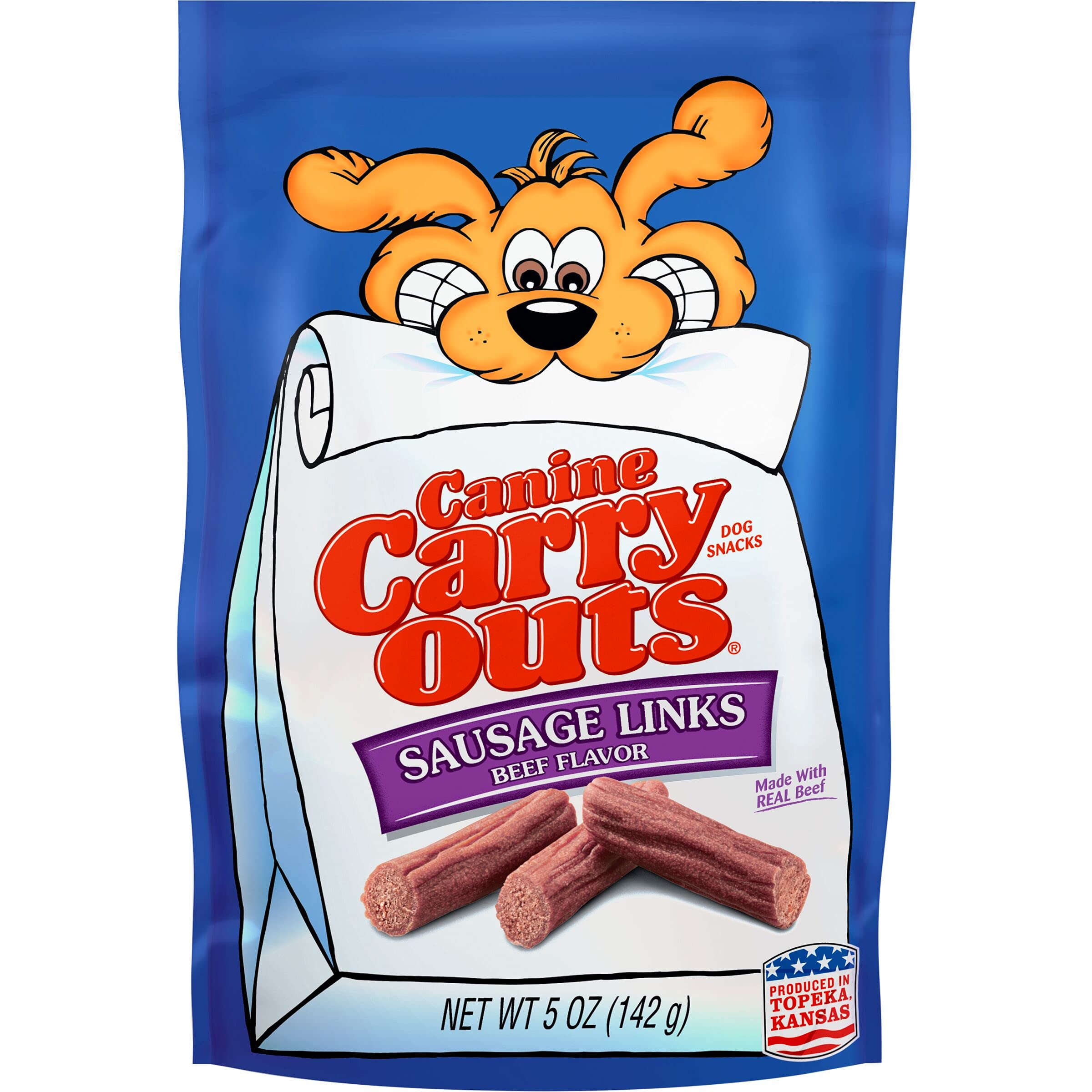Canine Carry Outs Sausage Links Beef Flavor Dog Snacks, 5 Ounce Bag