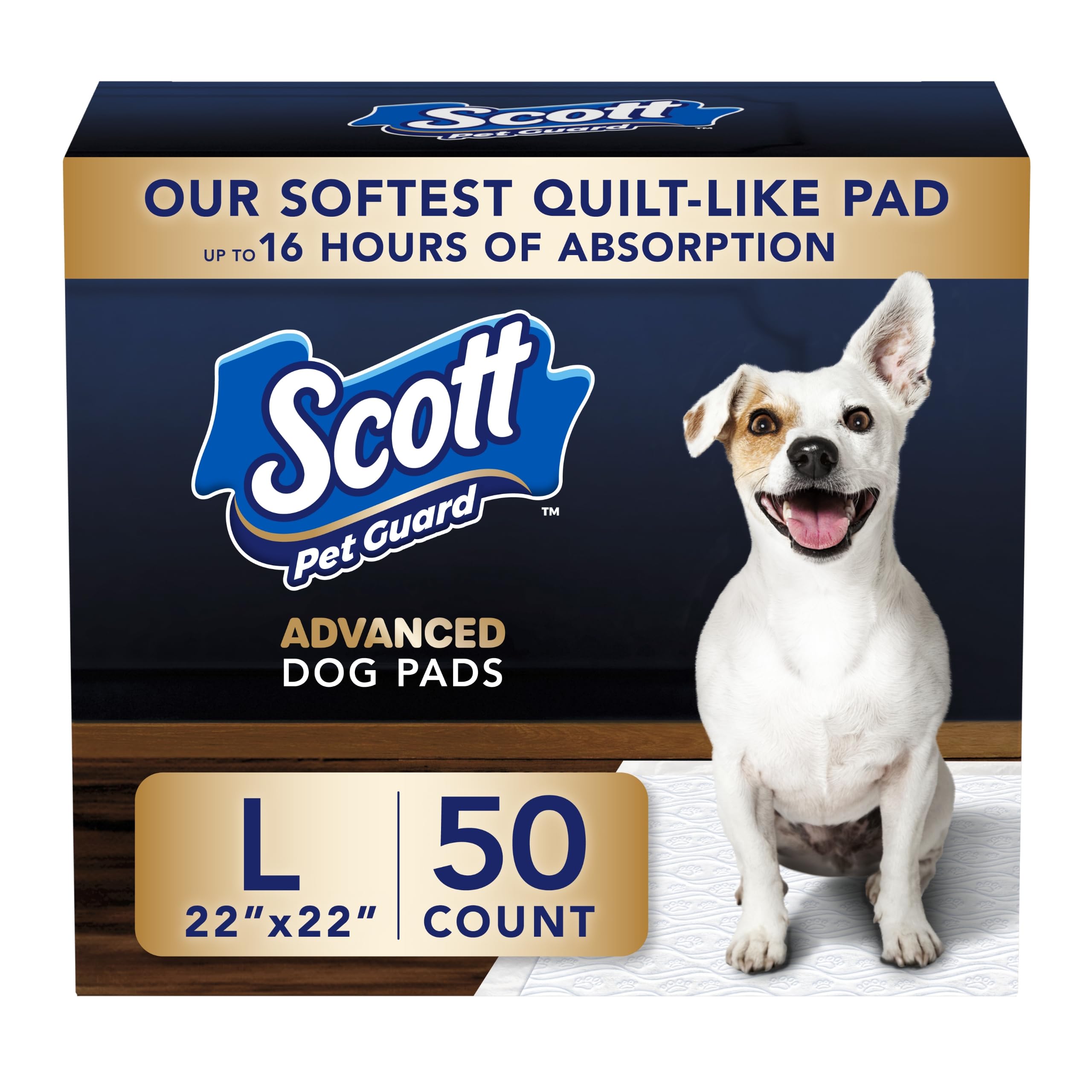Scott Pet Guard Advanced Dog Pads - Dog Training Pee Pads for Puppies, Medium & Large Dogs - Up to 16 Hour Absorbency with Odor 
