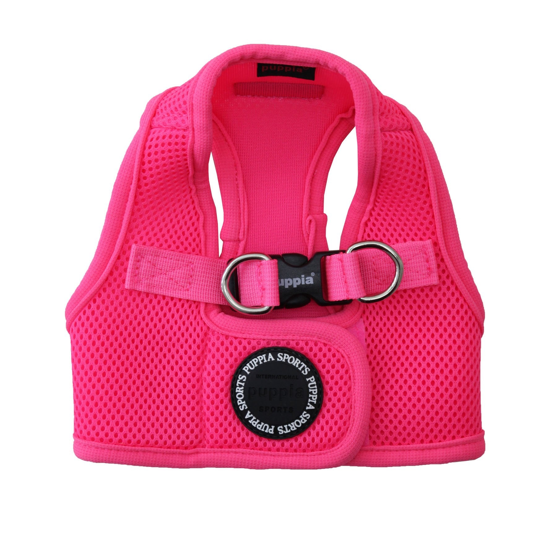 Puppia Neon Soft Vest Harness Step-in No Choke No Pull Walking Training for Small and Medium Dog, Pink, Medium