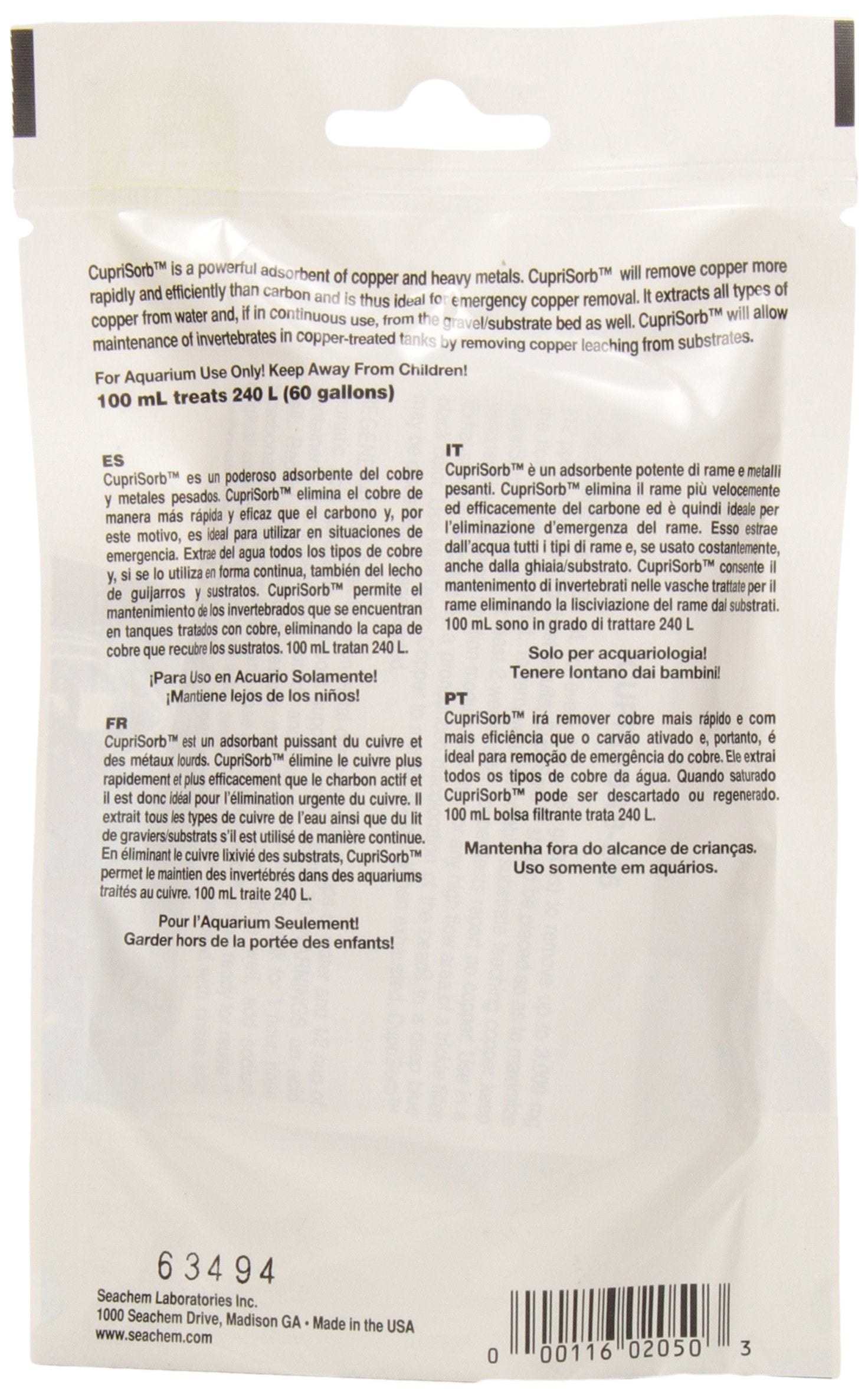 Seachem Cuprisorb - 100ml Plastic Water Conditioner, Cream Color, Model 116020503