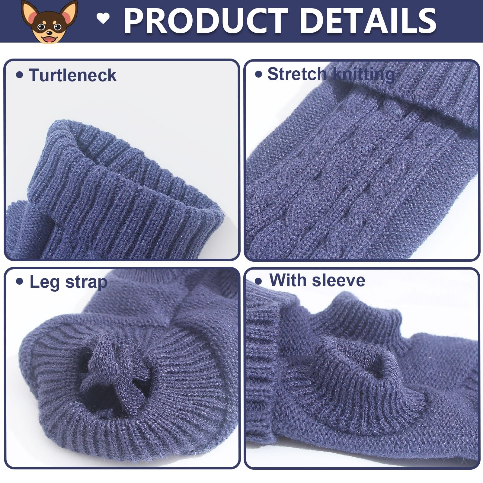 2-Piece Dog & Cat Sweater Set - Small Dogs & Puppies, Winter Warm Pullover, Chihuahua & Yorkie Sweater