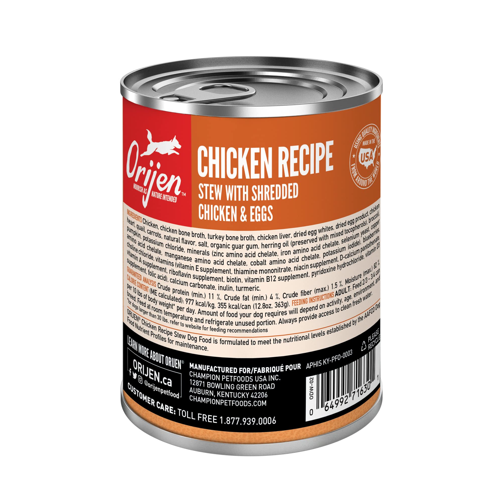 ORIJEN Real Meat Shreds, Grain-Free, Chicken Recipe Stew, Premium Wet Dog Food