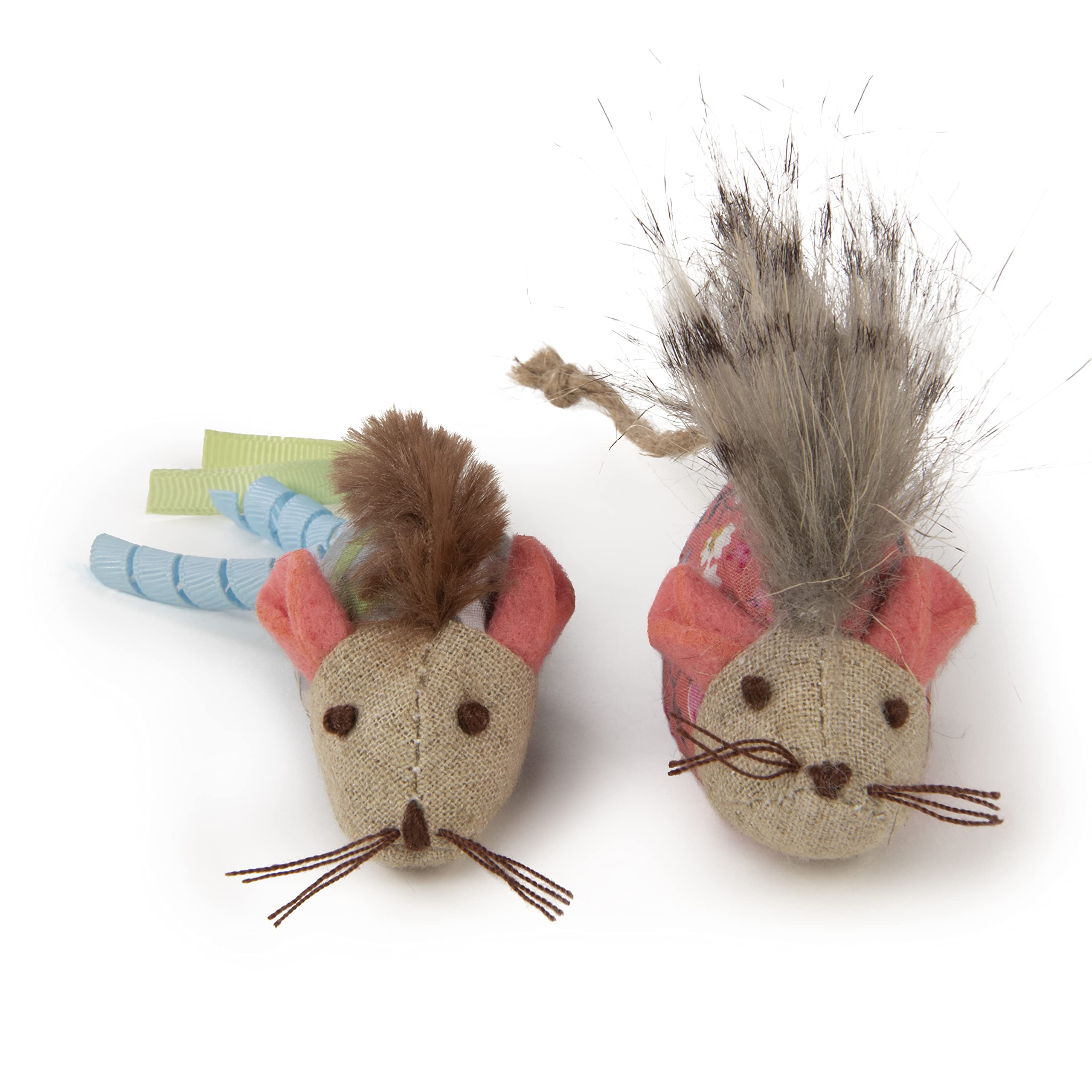 Petlinks (2 Count) HappyNip Mohawk Mice Cat Toys, Contains Silvervine & Catnip - Blue/Pink, 2 Count