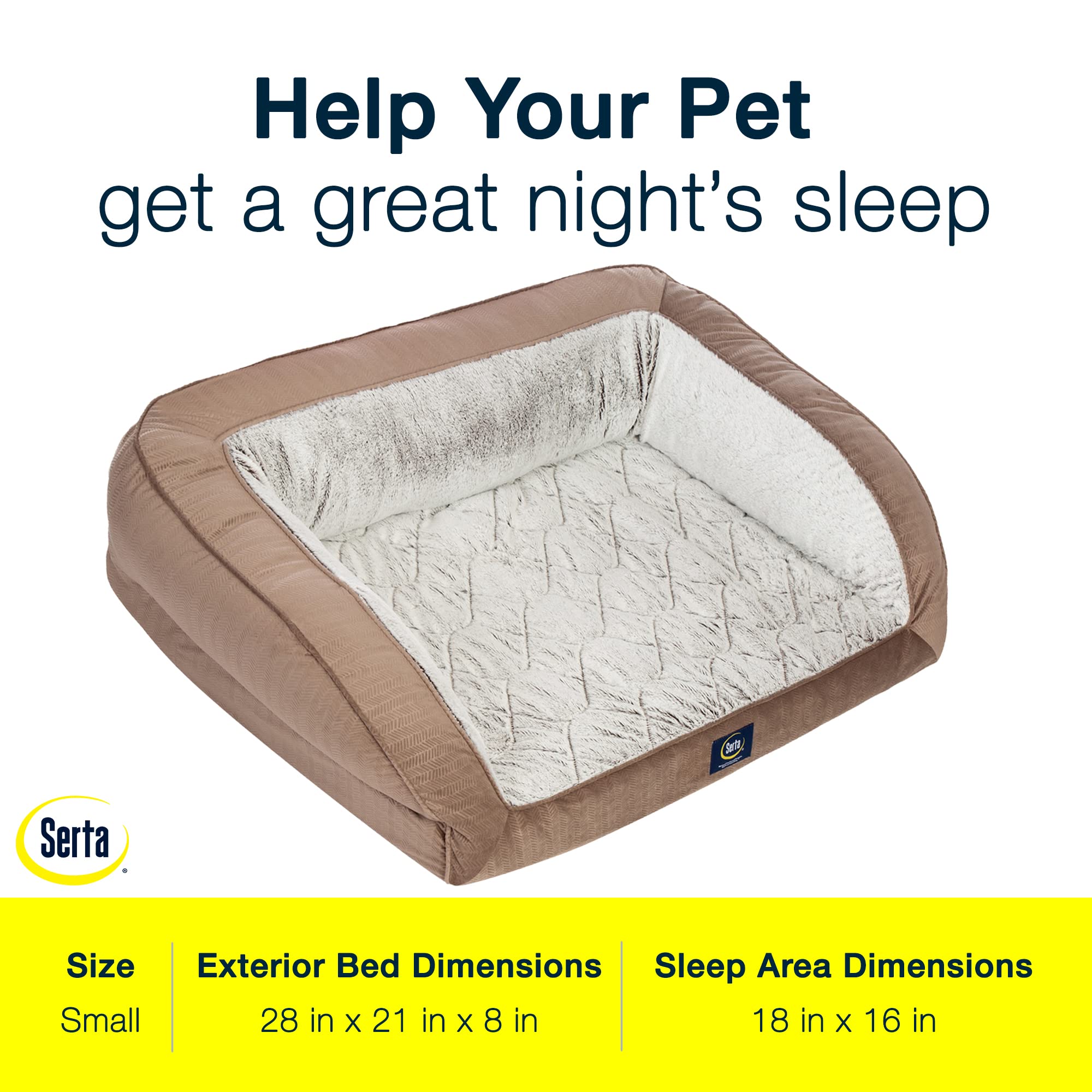 Serta Orthopedic Quilted Couch Dog Bed For Pets - Chocolate Brown (Small)