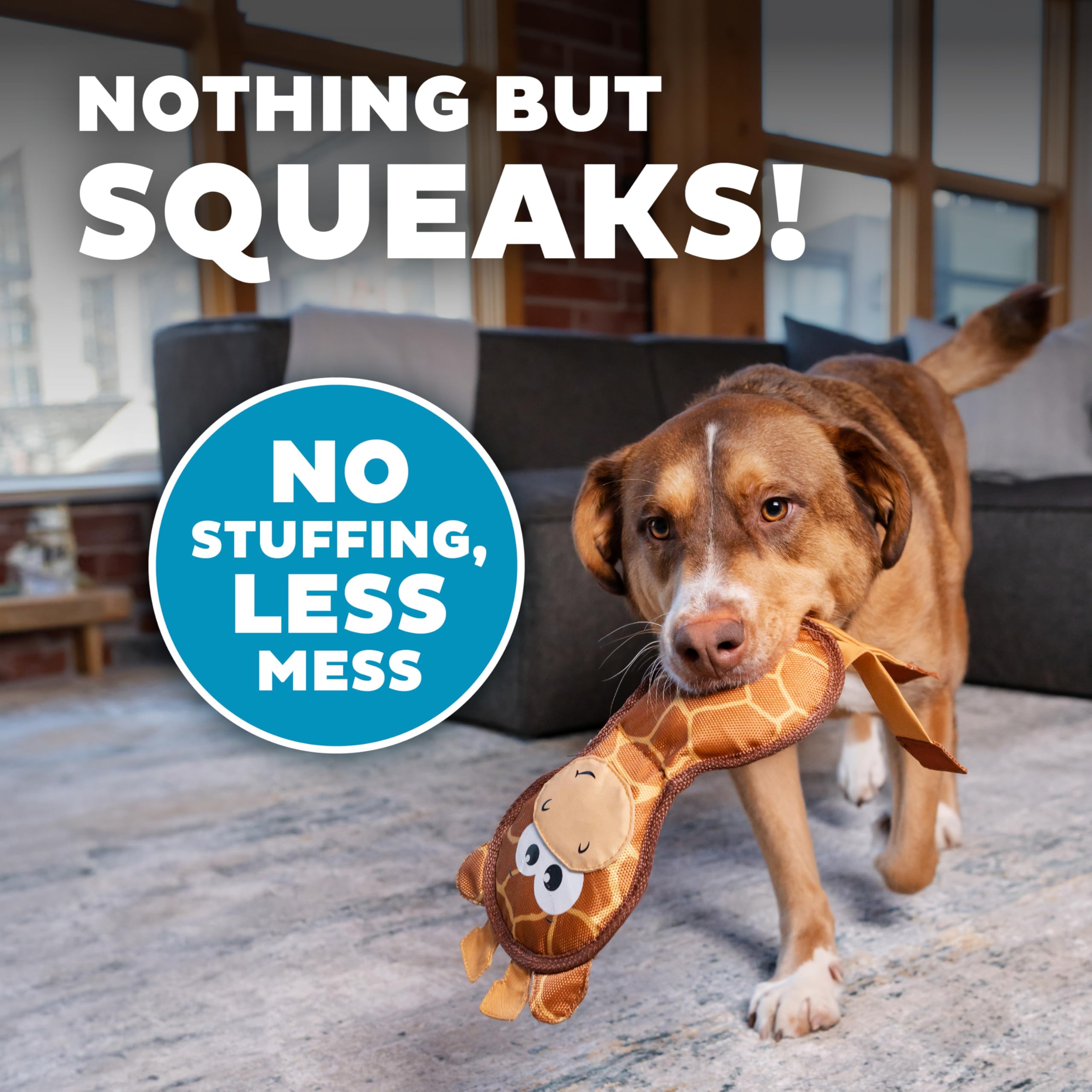 Outward Hound Fire Biterz Giraffe Plush Dog Toy, Medium, Brown Firehose, Model 69861