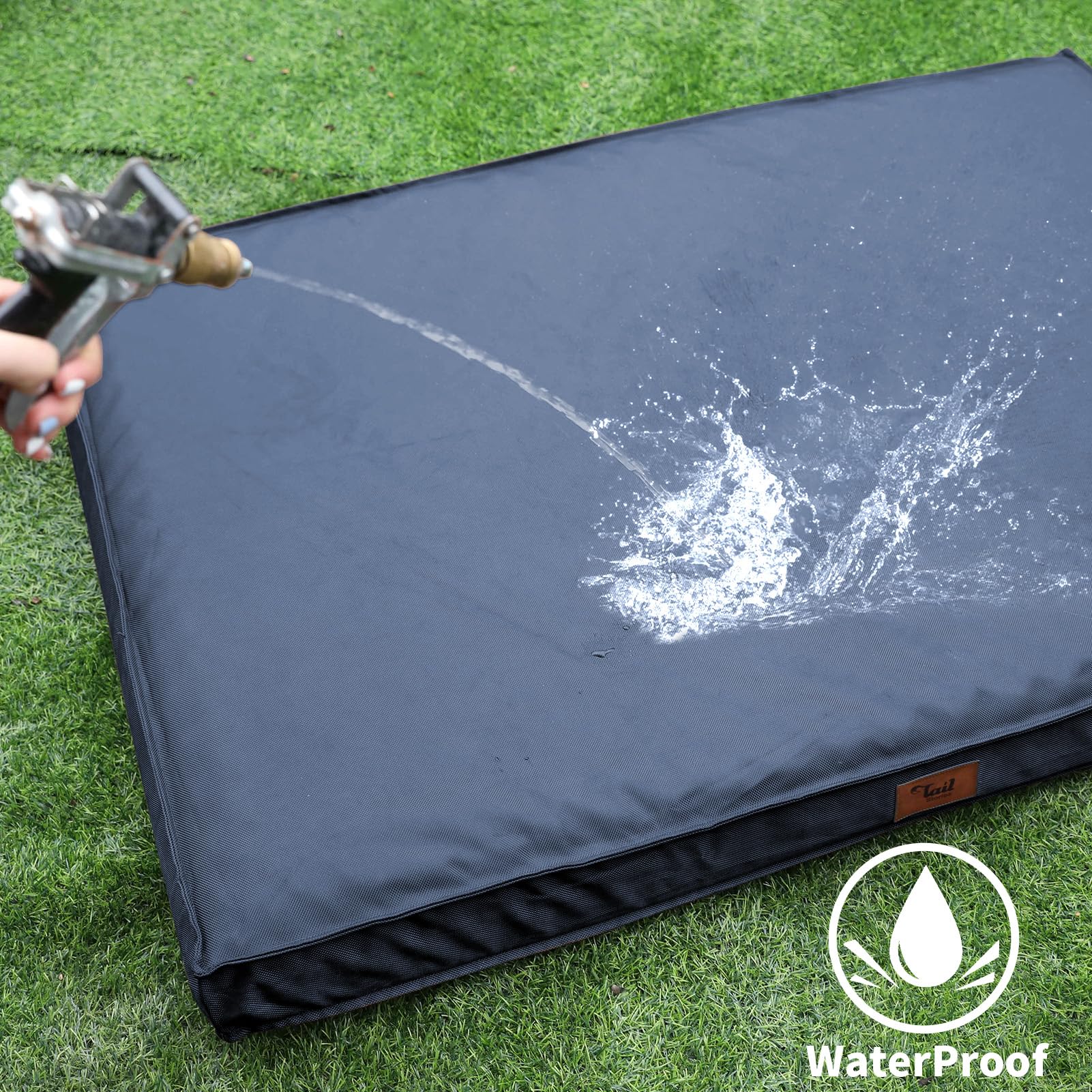 Tail Stories Outdoor Waterproof Dog Bed - XX-Large, Navy, Orthopedic Egg Foam, Washable Oxford Cover