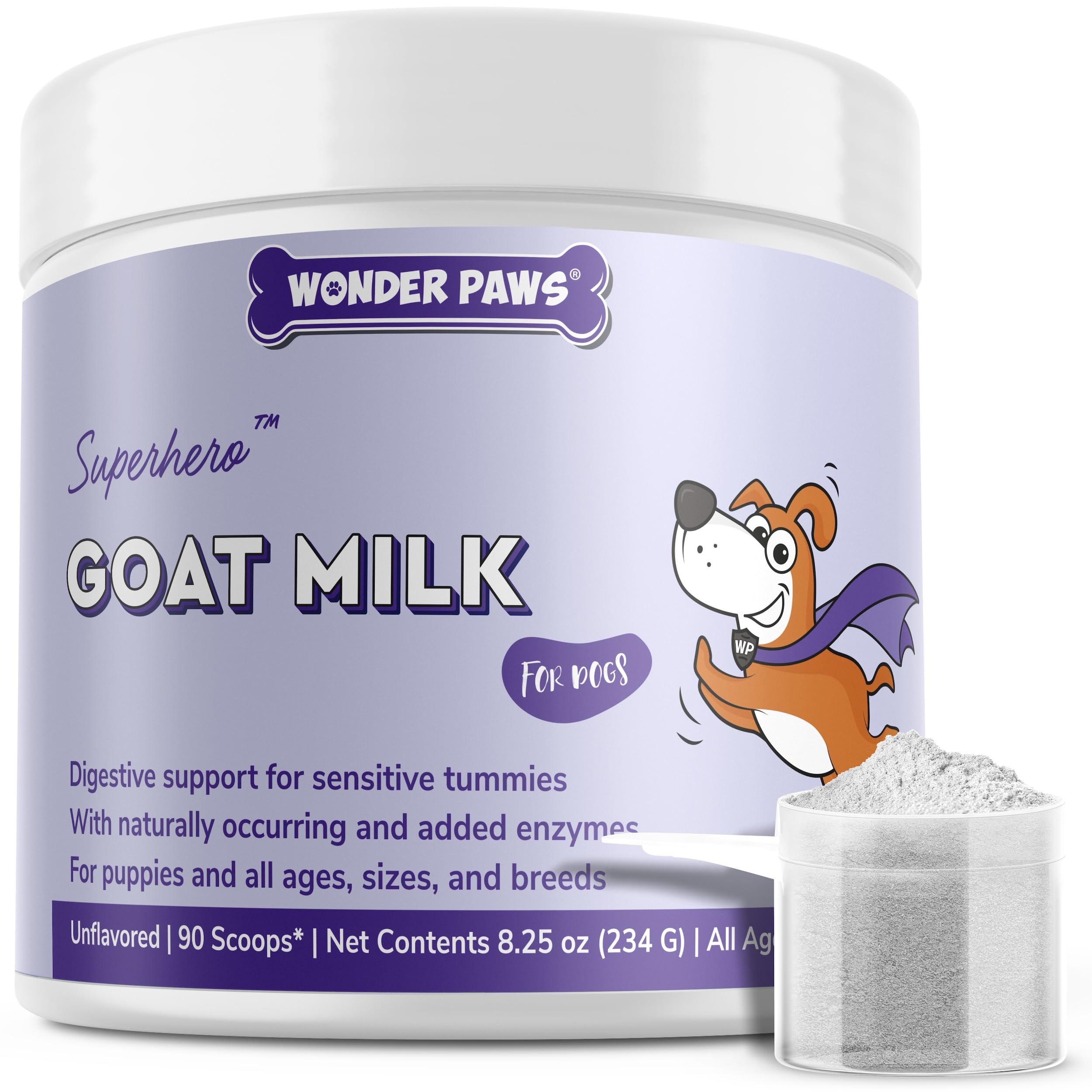 Wonder Paws Premium Goat Milk Powder for Dogs -- Goat Milk for Dogs to Support Digestion, Immune Health & Allergies - Goats Milk